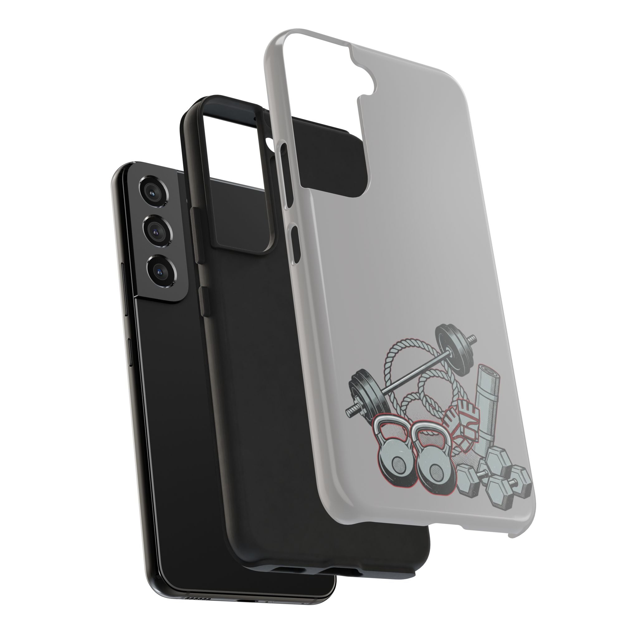 Fitness Gear Tough Phone Case — Dumbbells, Kettlebells & Jump Rope Design