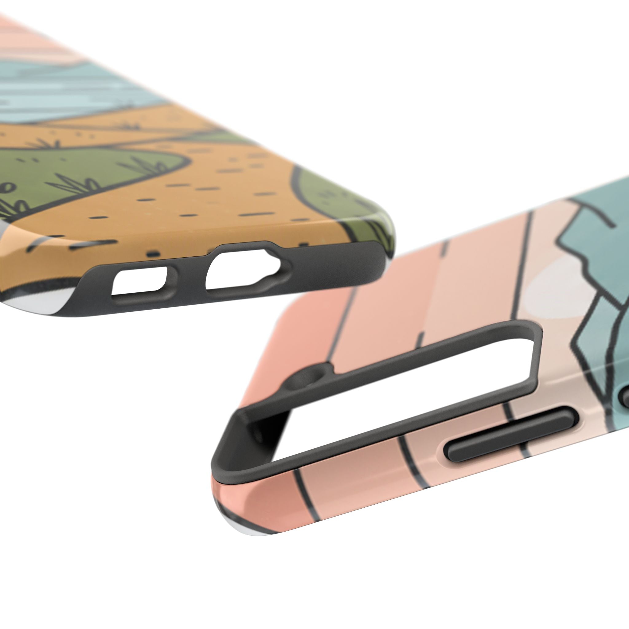 Scenic Path Tough Phone Case — Pastel Lake & Mountain Protective Cover