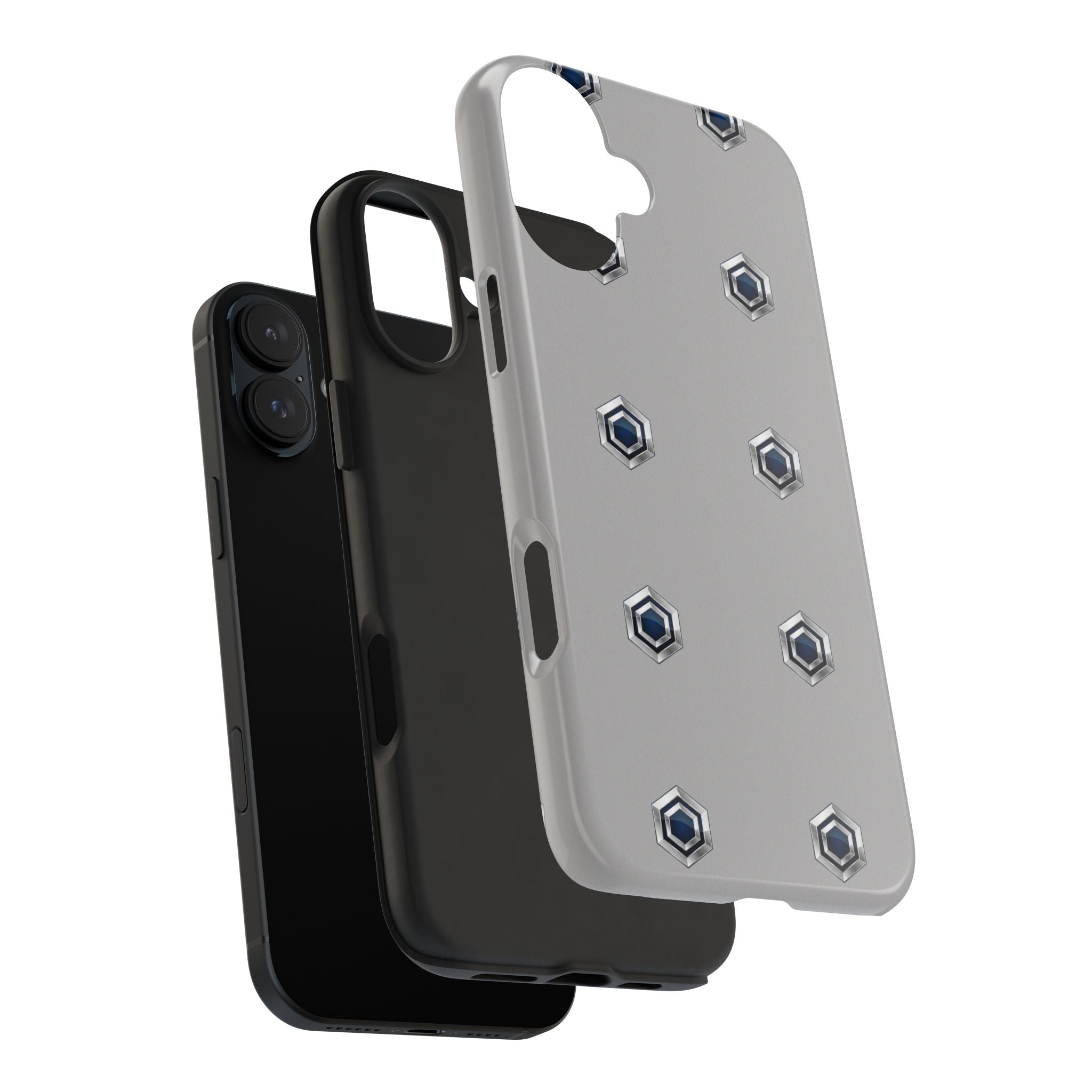 Tough Phone Case — Minimal Hex Rivet Armor (Gray)