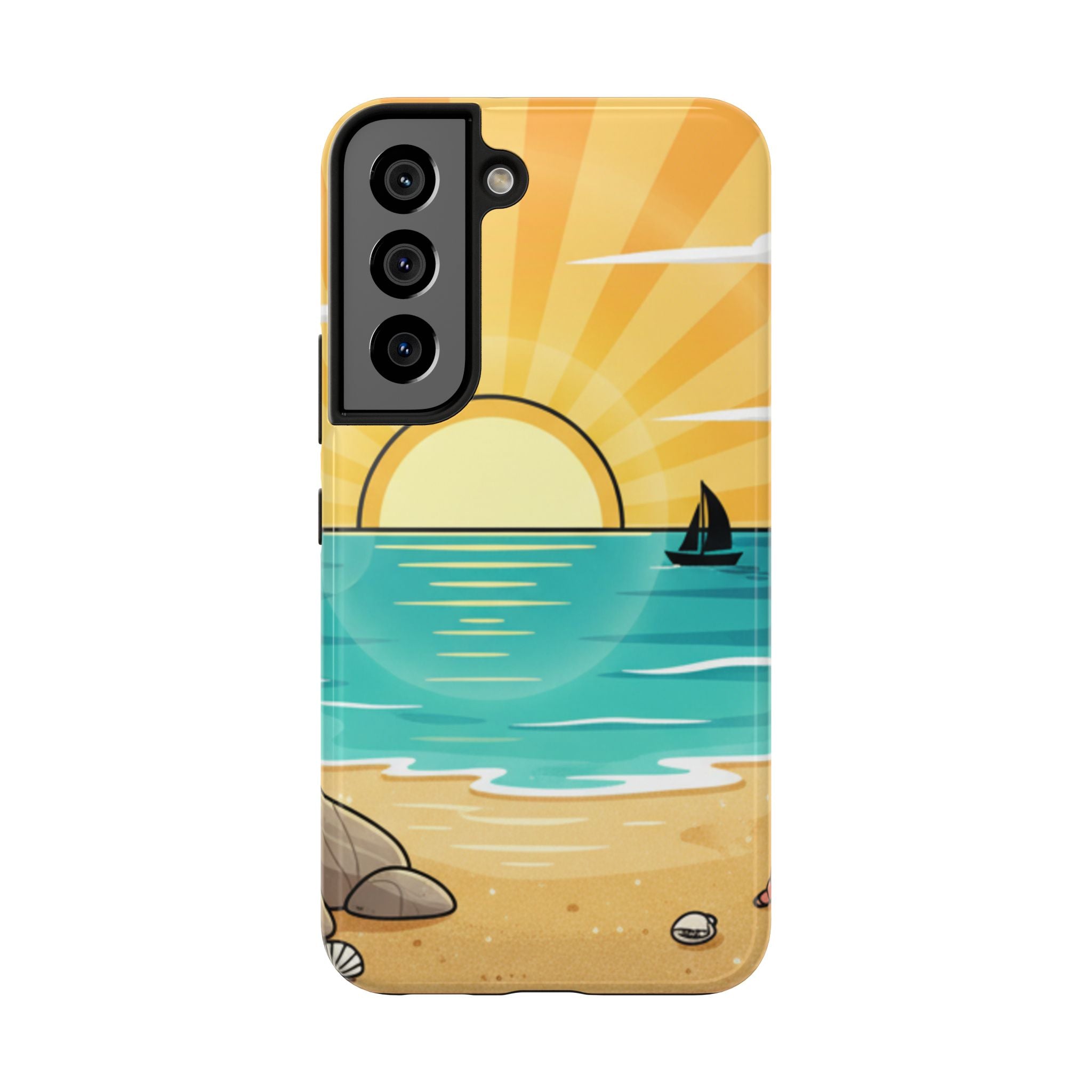 Tough Phone Case — Sunset Beach Sailboat Design