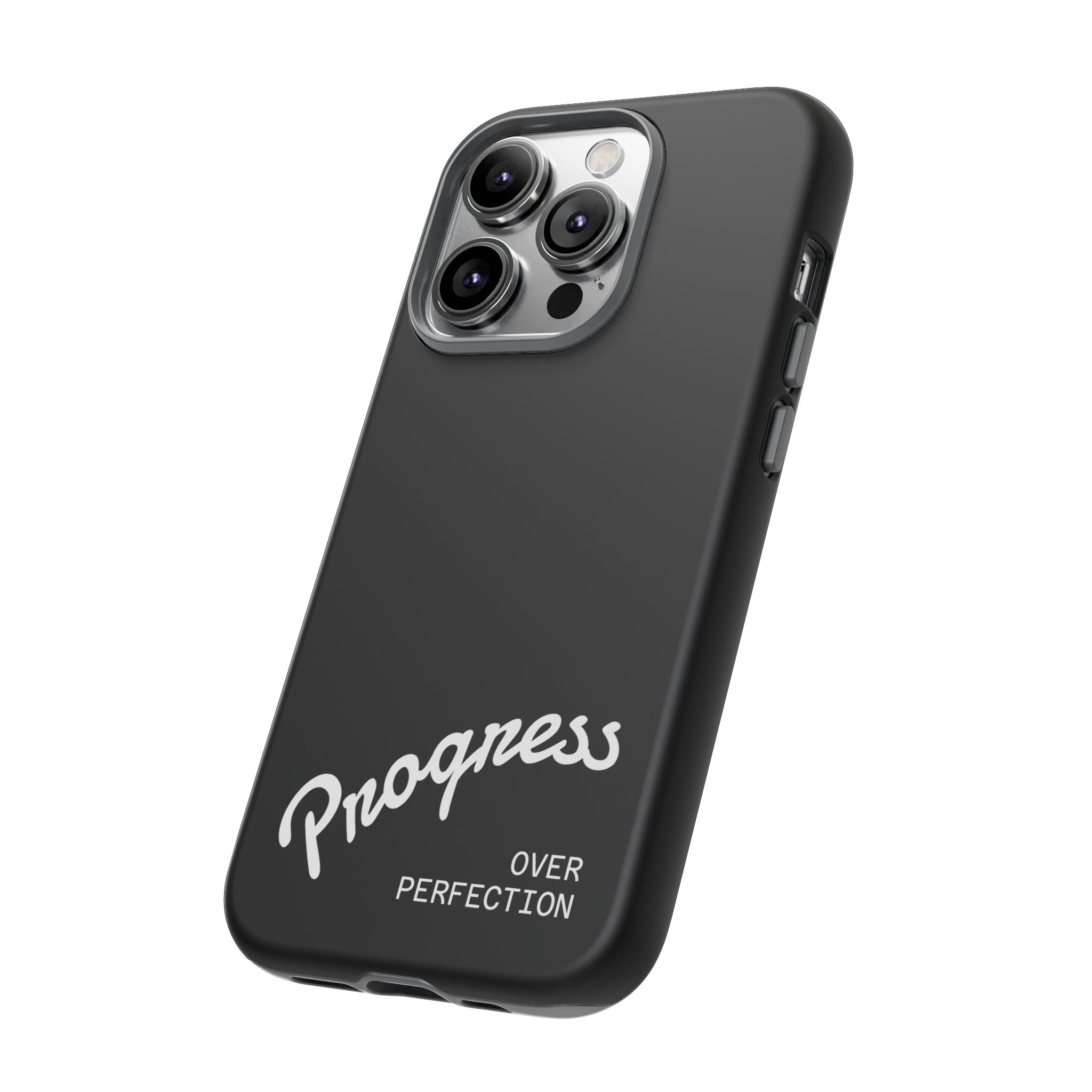 Phone Case - "Progress Over Perfection" Glossy Black Protective Cover
