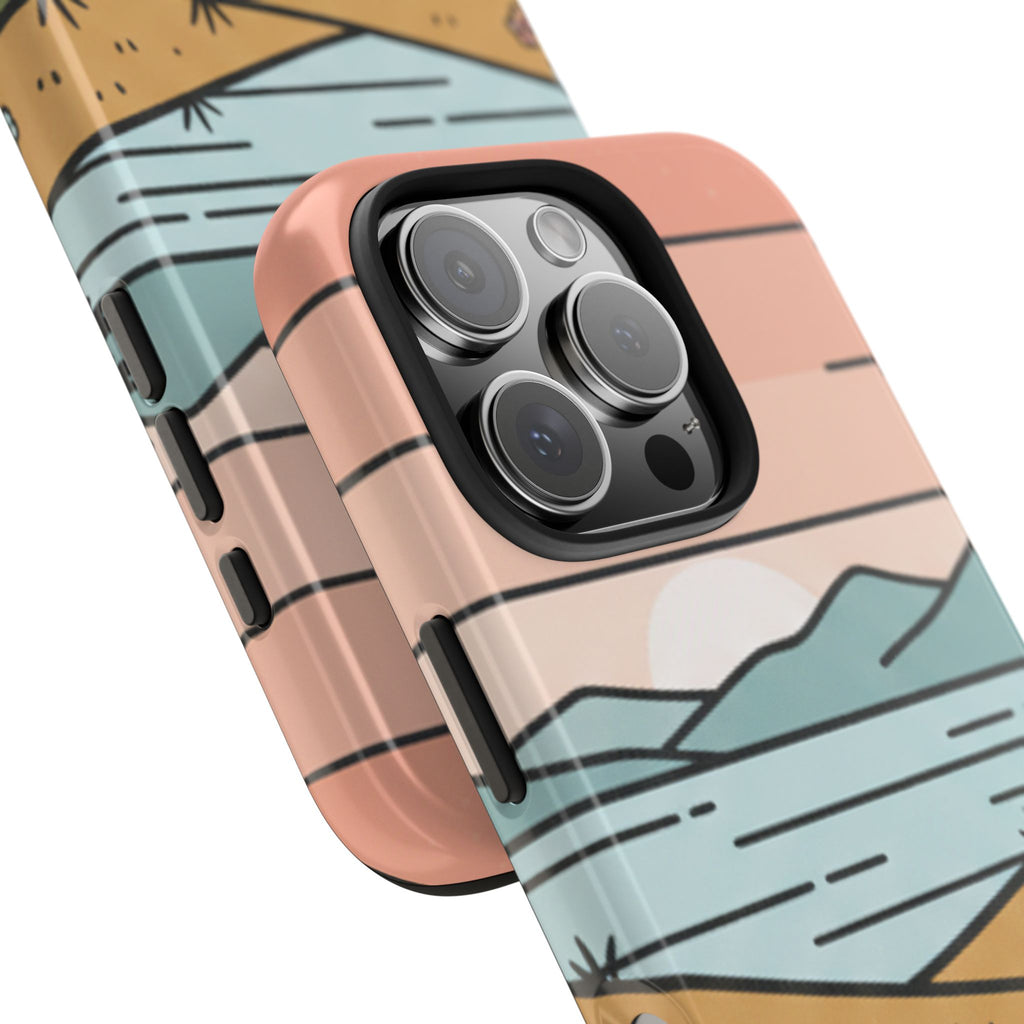 Scenic Path Tough Phone Case — Pastel Lake & Mountain Protective Cover