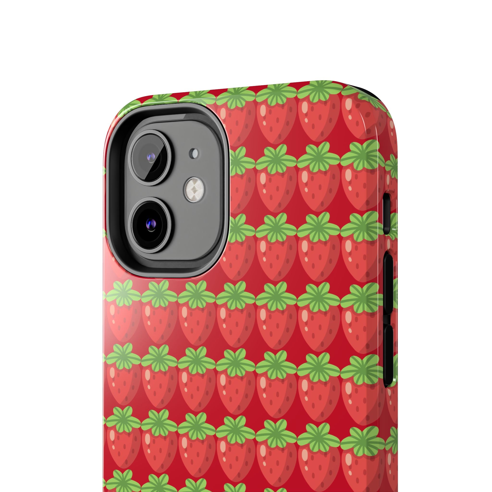 Strawberry Pattern Tough Phone Case — Cute Red Fruit Protective Cover