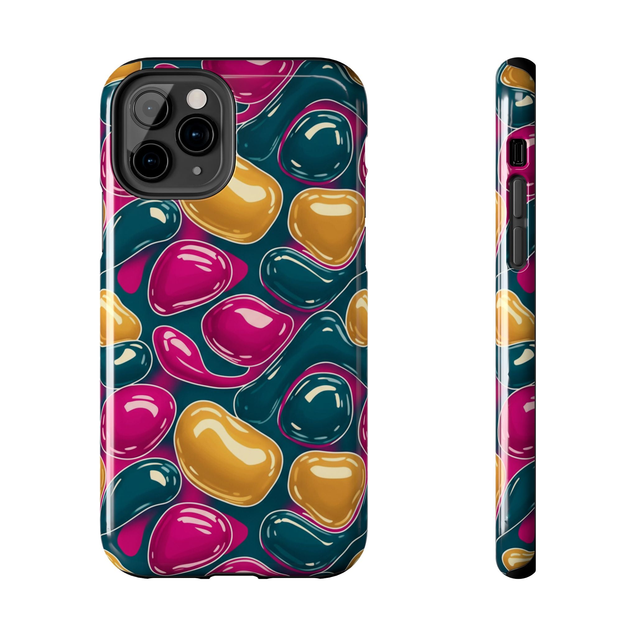 Abstract Colorful Blob Phone Case — Bold Teal, Magenta & Gold Protective Cover