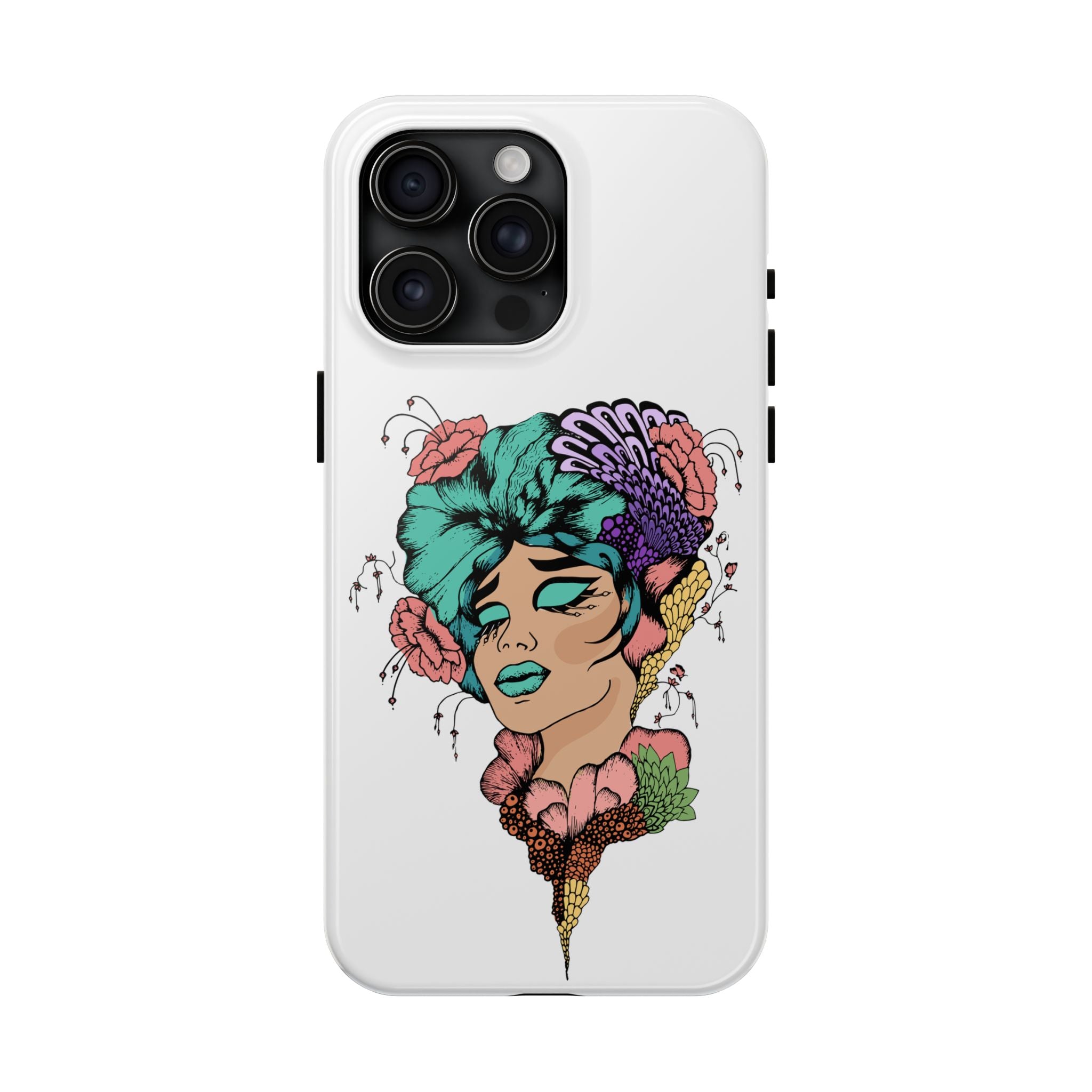 Tough Phone Case — Floral Pop Art Portrait Protective Cover