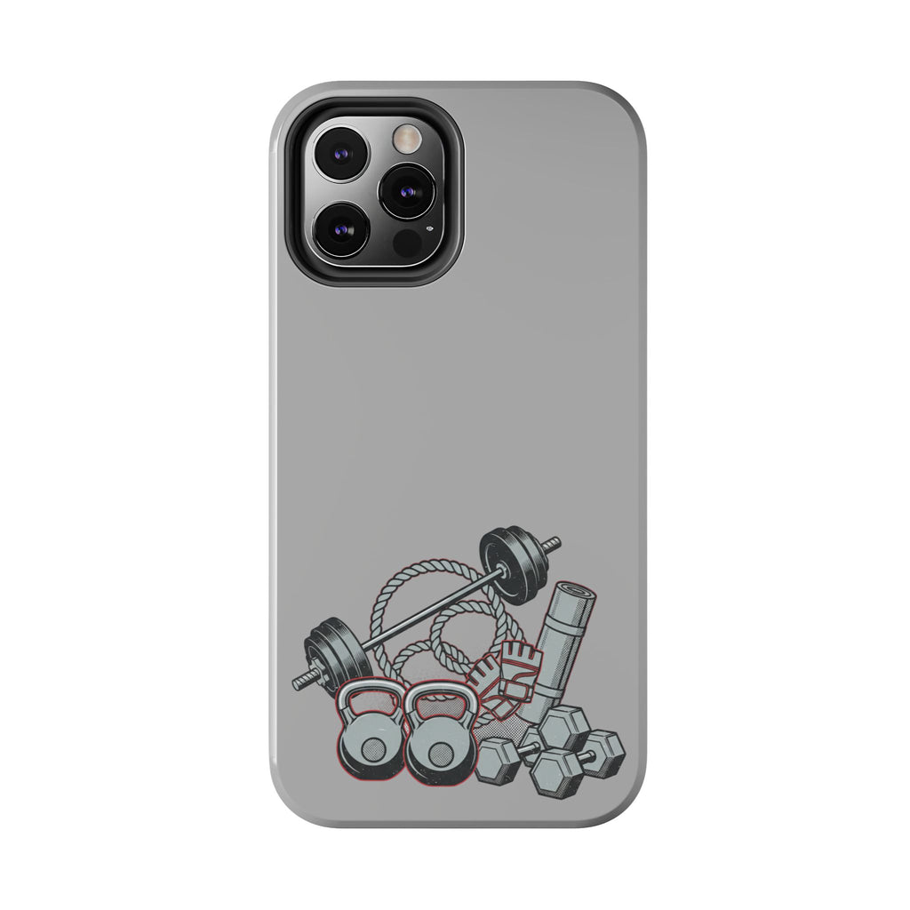 Fitness Gear Tough Phone Case — Dumbbells, Kettlebells & Jump Rope Design