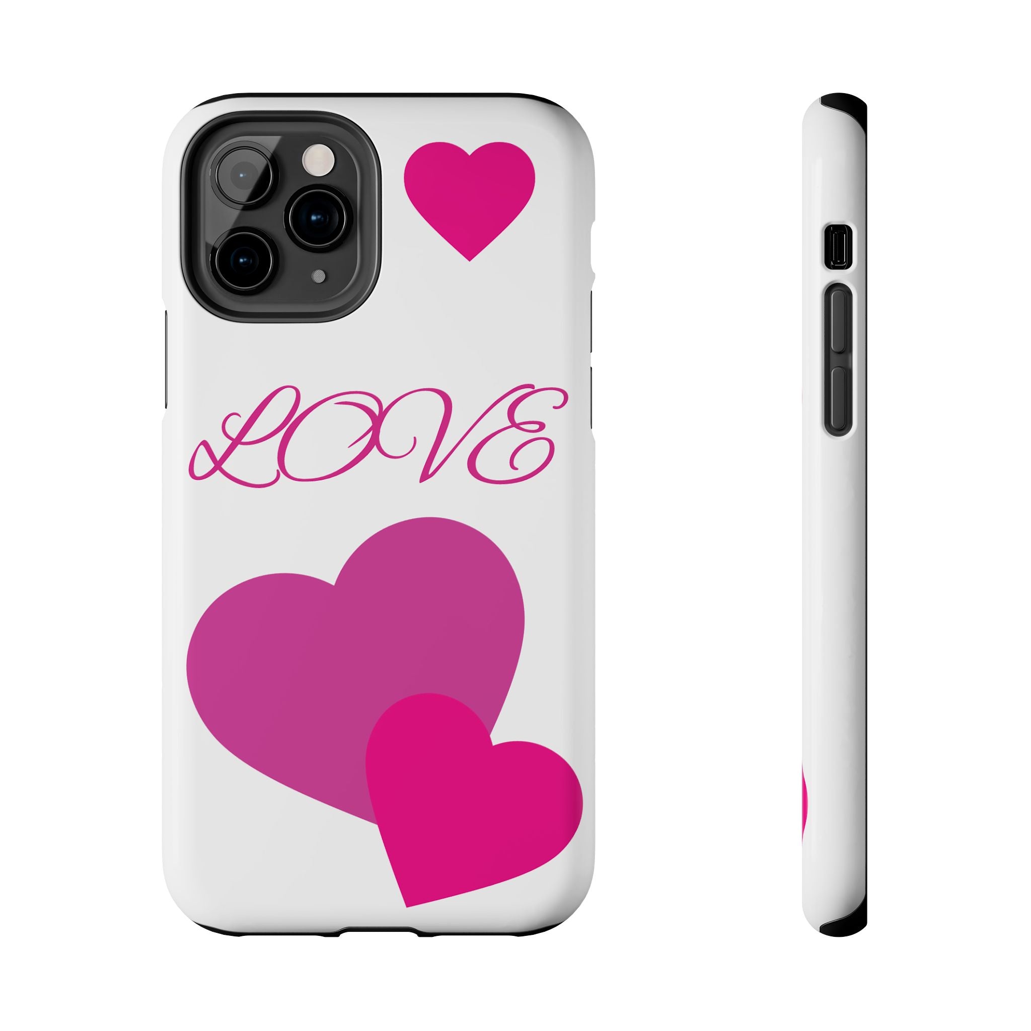 Love Heart Tough Phone Case — Pink Hearts Protective Phone Cover