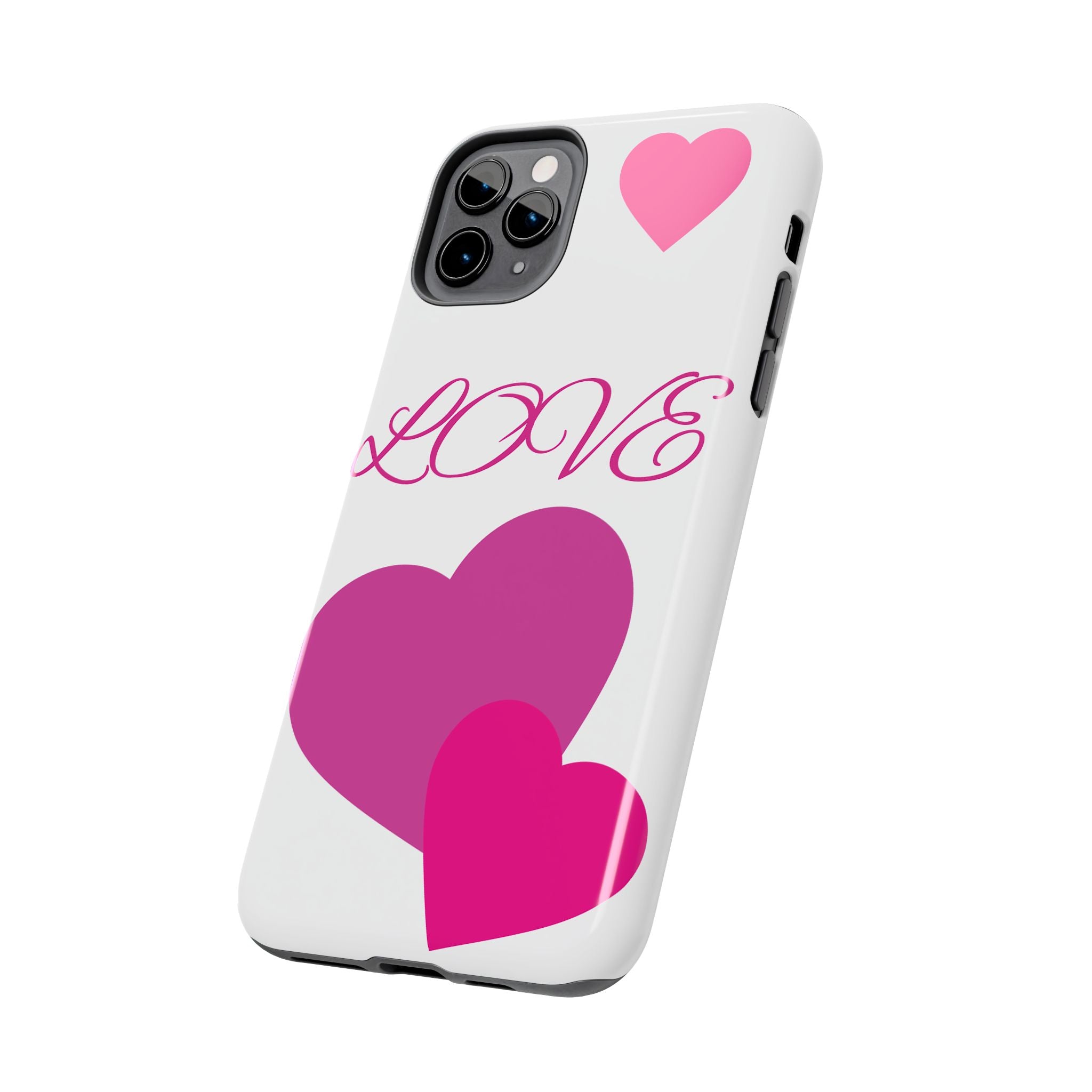 Love Heart Tough Phone Case — Pink Hearts Protective Phone Cover
