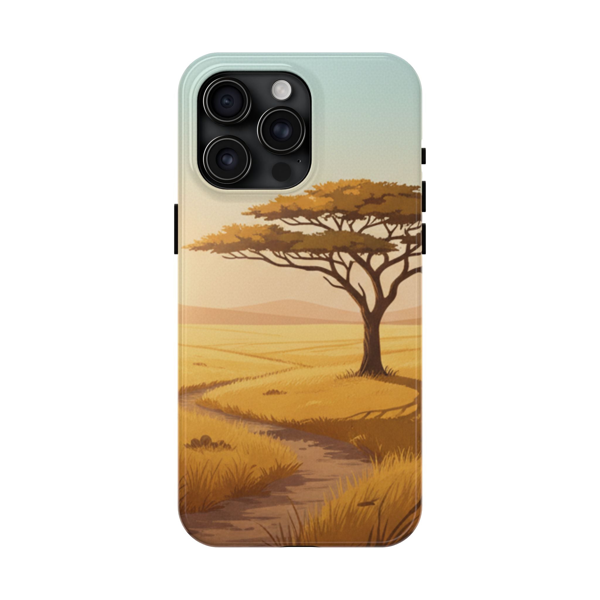 Safari Sunset Tough Phone Case — African Savanna Tree Design