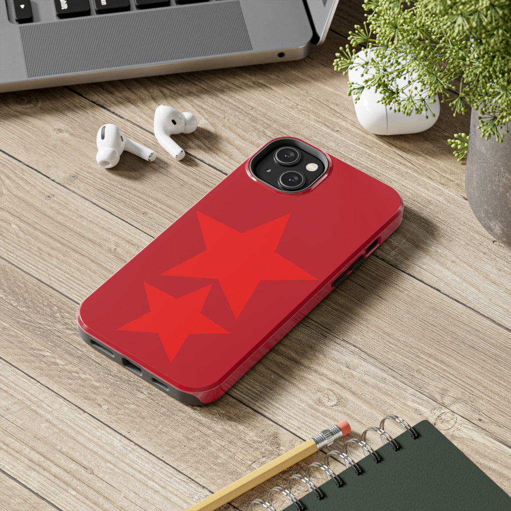 Red Star Tough Phone Case — Dual-Star Protective iPhone Cover