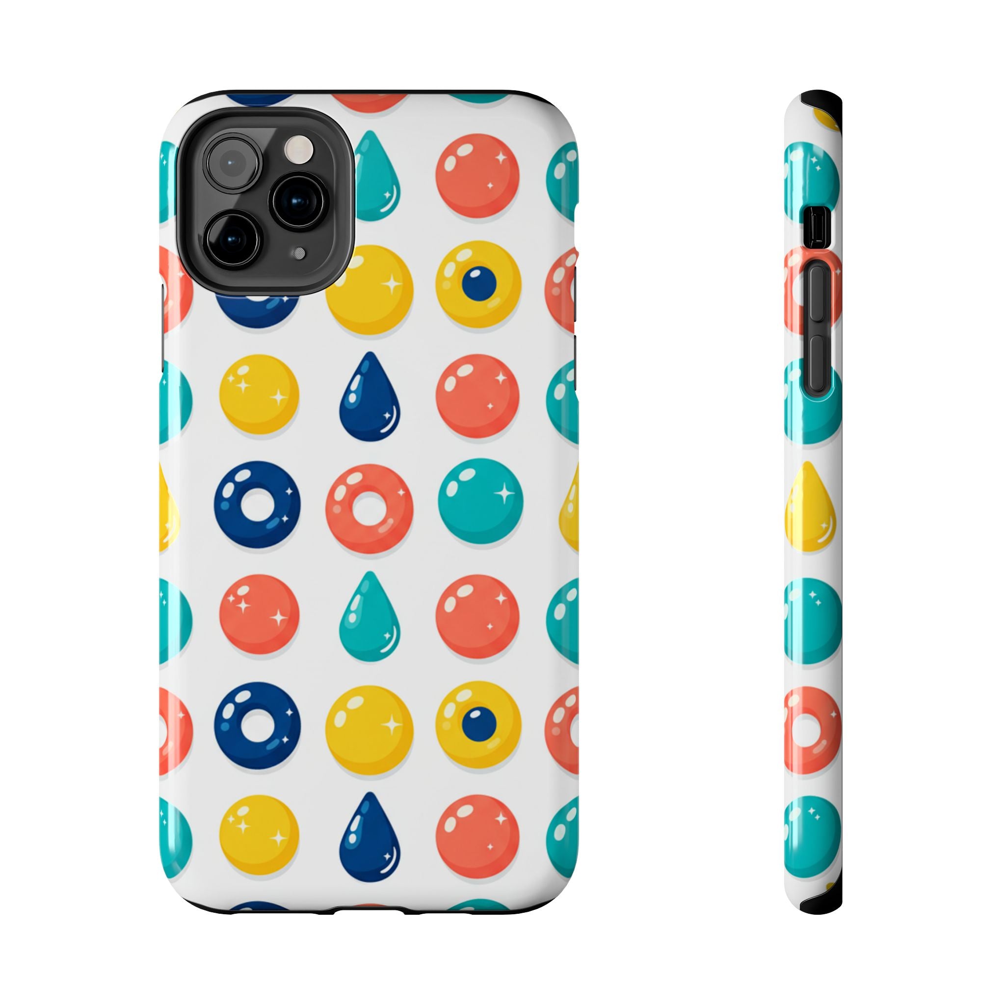 Colorful Candy Dot Tough Phone Case — Bright Retro Polka Drop Design