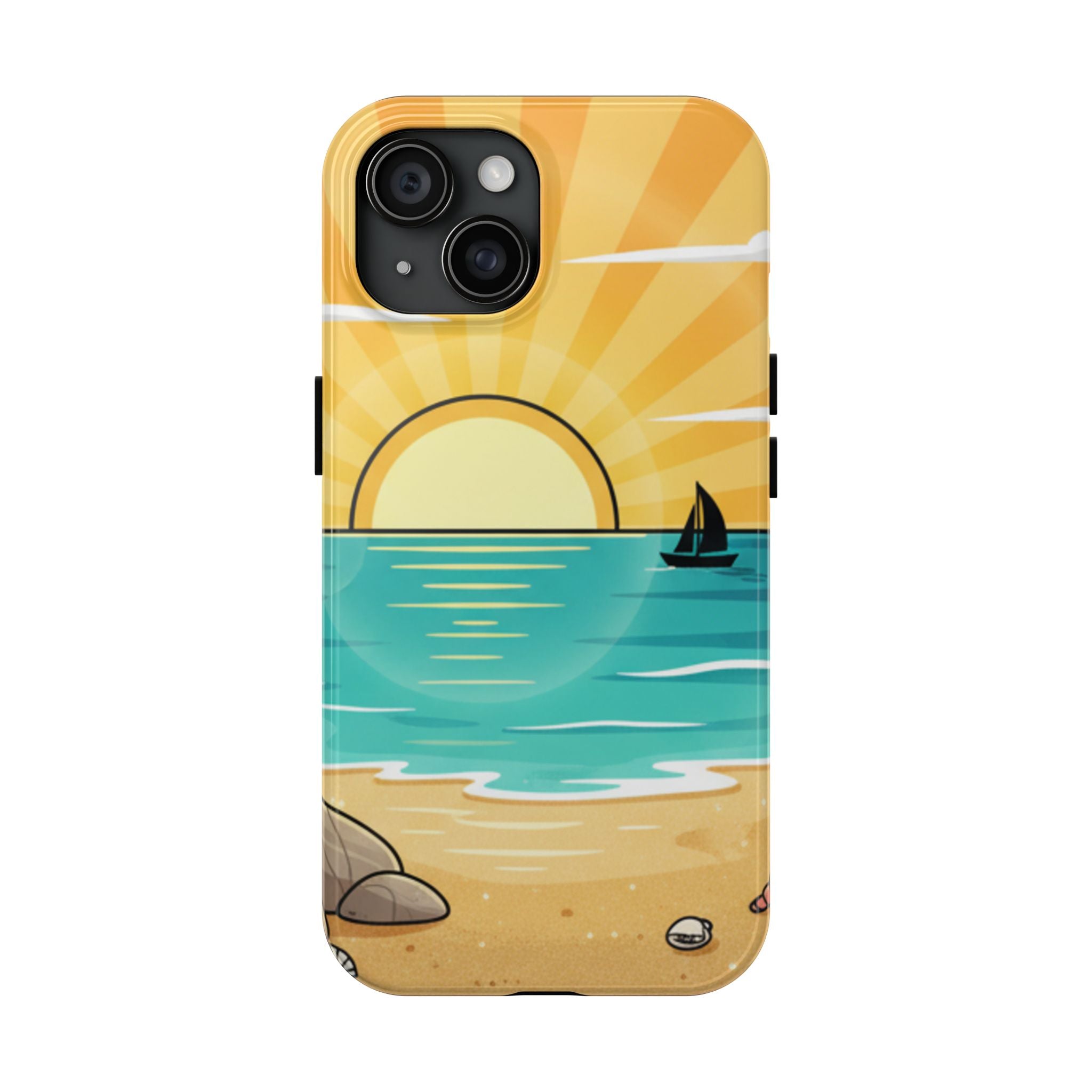 Tough Phone Case — Sunset Beach Sailboat Design
