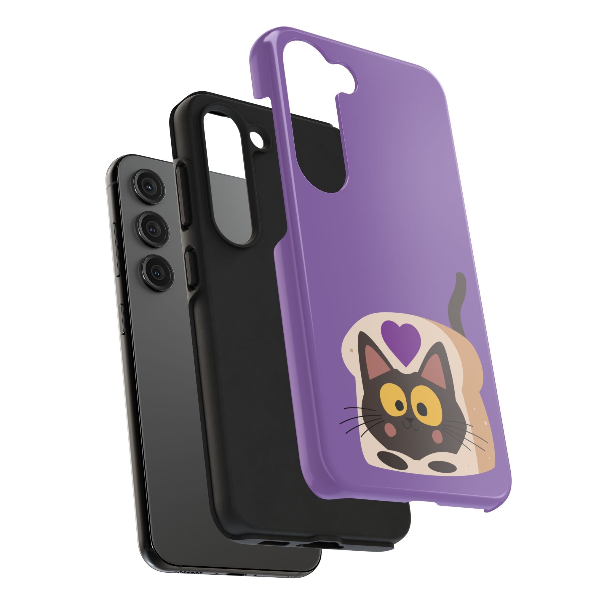Purple Cute Cat-in-Bread Tough Phone Case — Cute Cat Heart Design