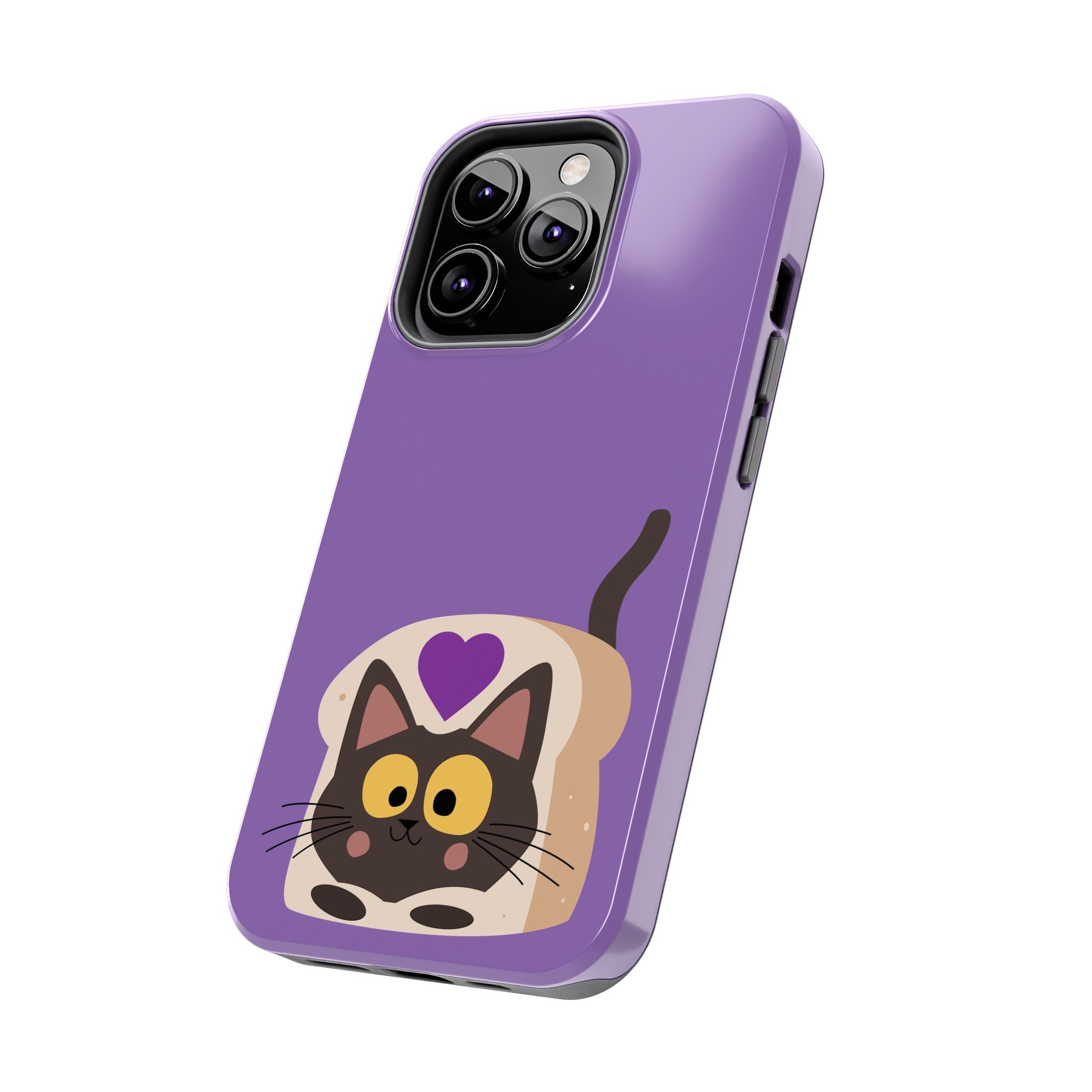 Purple Cute Cat-in-Bread Tough Phone Case — Cute Cat Heart Design