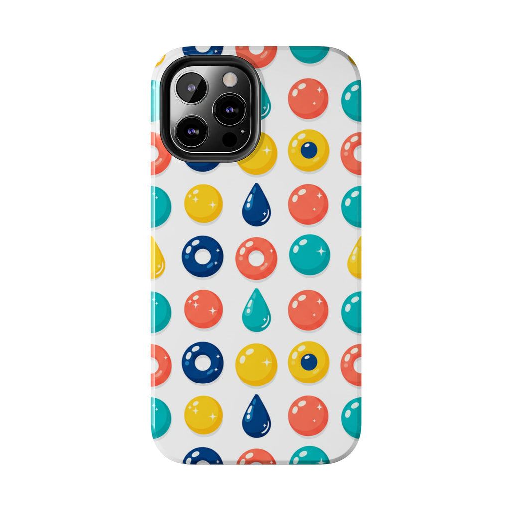 Colorful Candy Dot Tough Phone Case — Bright Retro Polka Drop Design