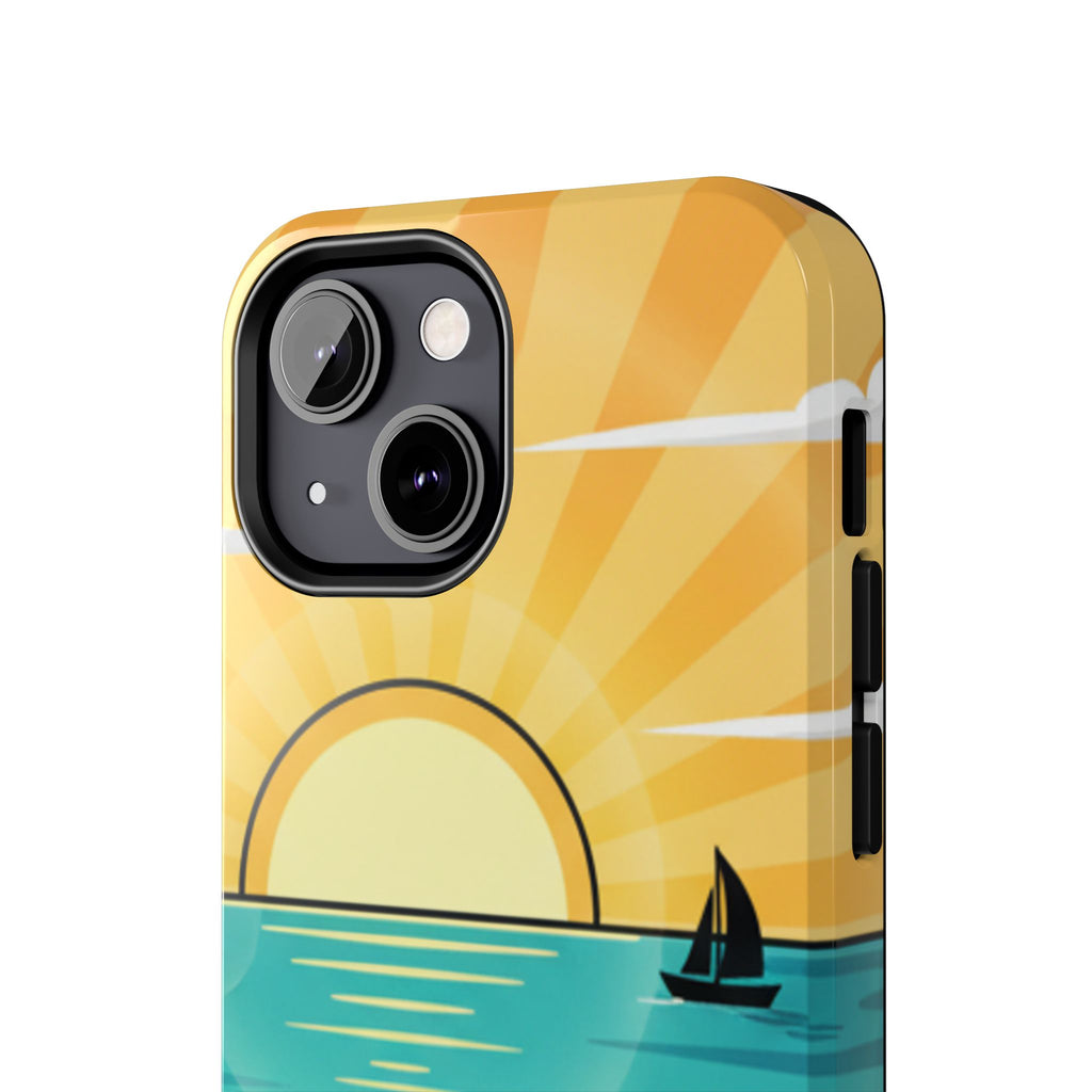 Tough Phone Case — Sunset Beach Sailboat Design