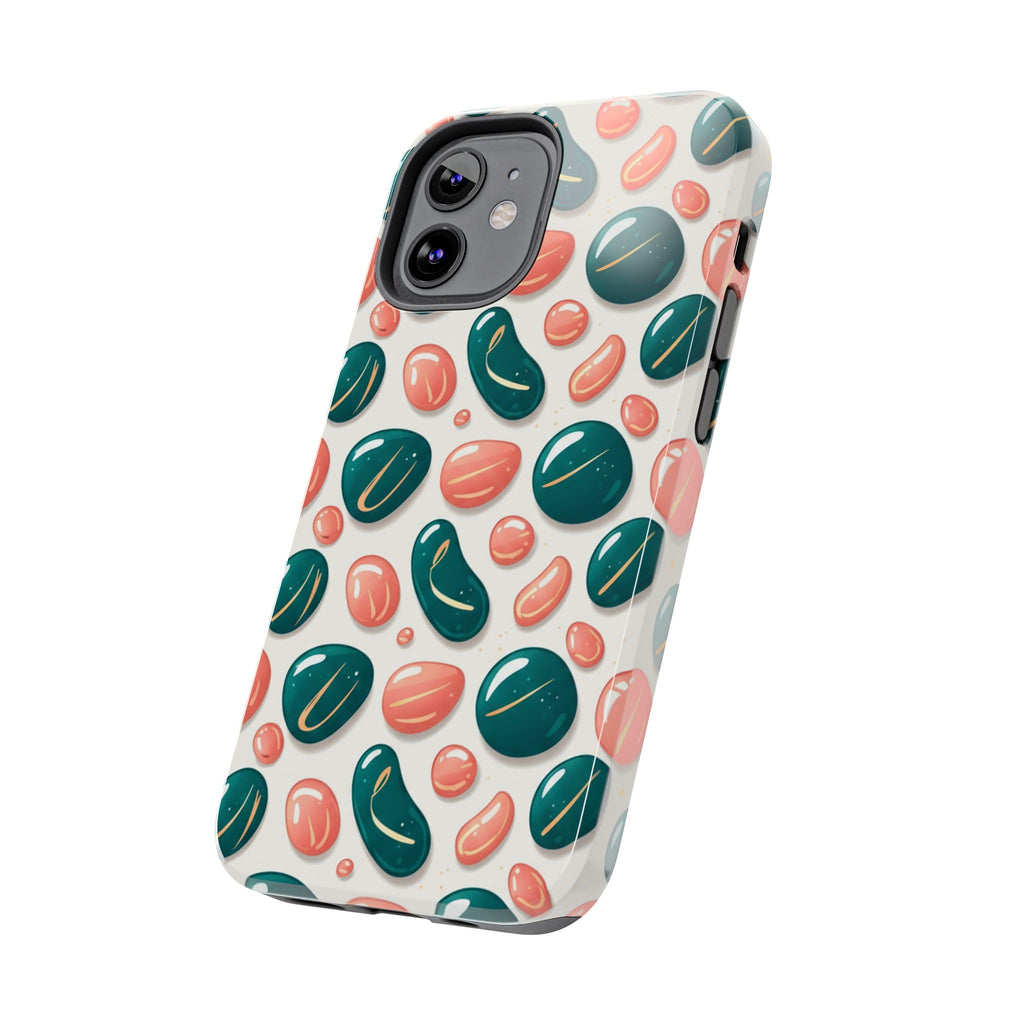 Abstract Pebble Pattern Tough Phone Case — Coral & Teal Protective Cover