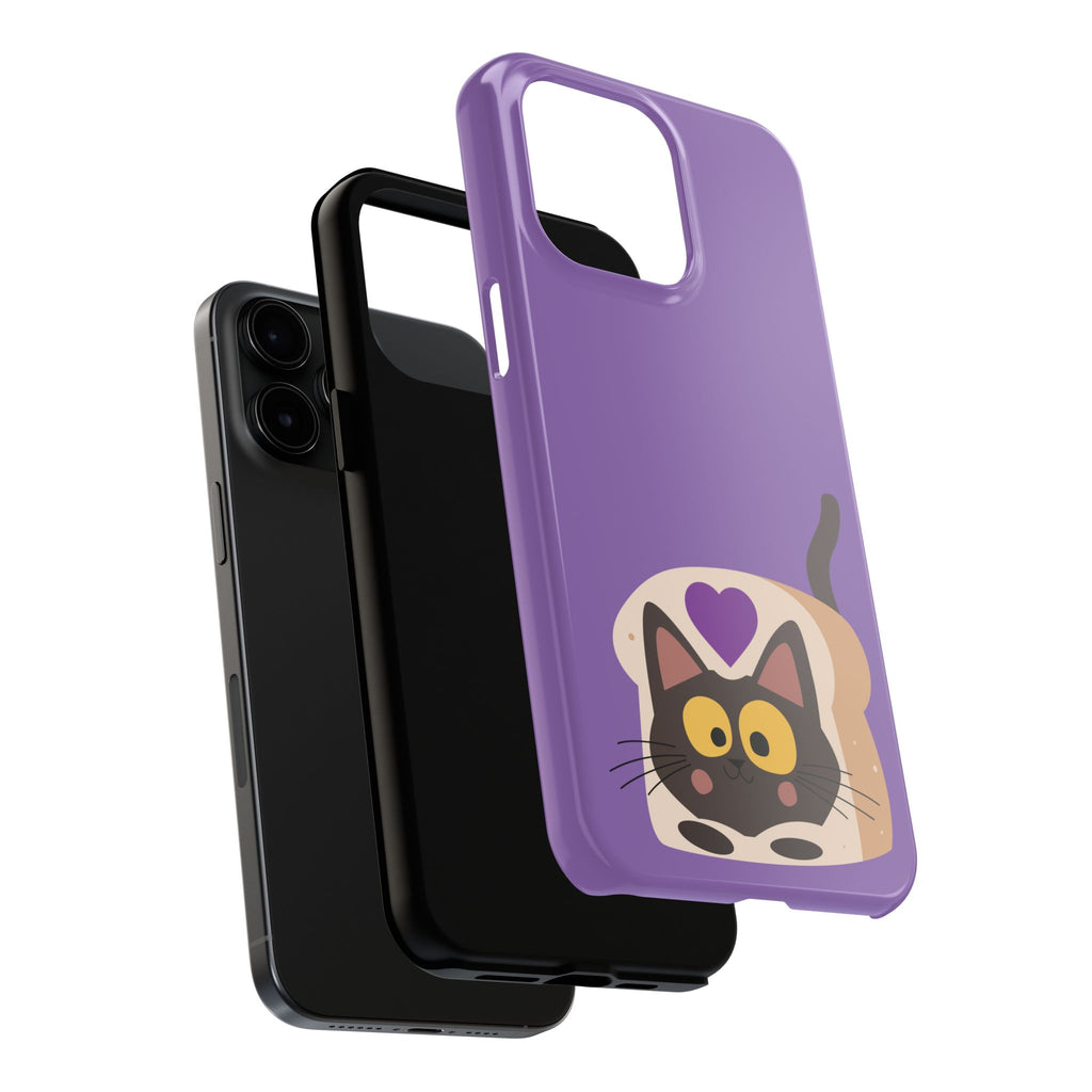 Purple Cute Cat-in-Bread Tough Phone Case — Cute Cat Heart Design
