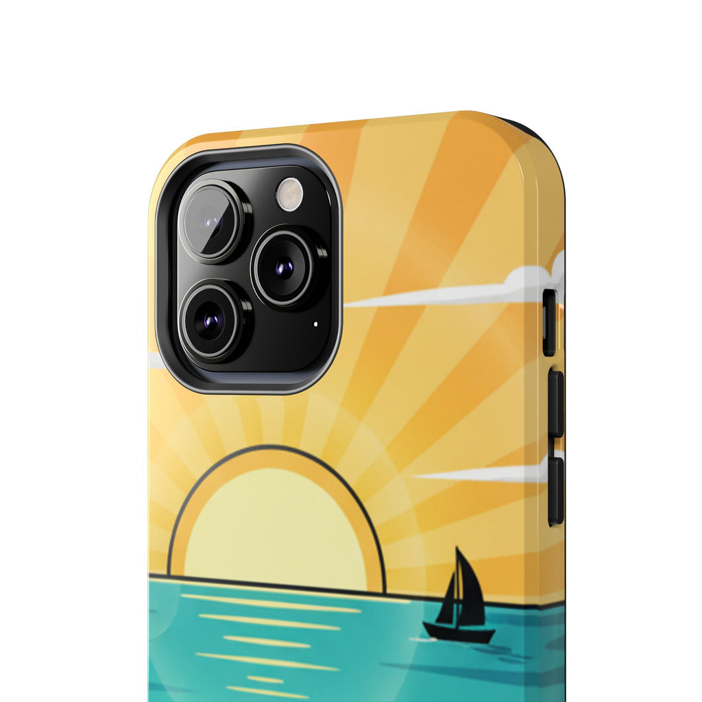 Tough Phone Case — Sunset Beach Sailboat Design