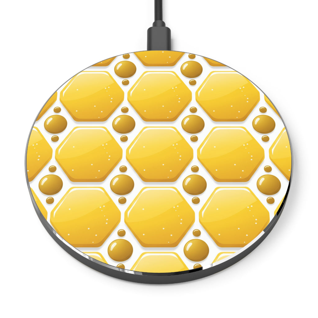 Honeycomb Pattern Wireless Charger – Yellow Bee-Inspired Fast Charging Pad