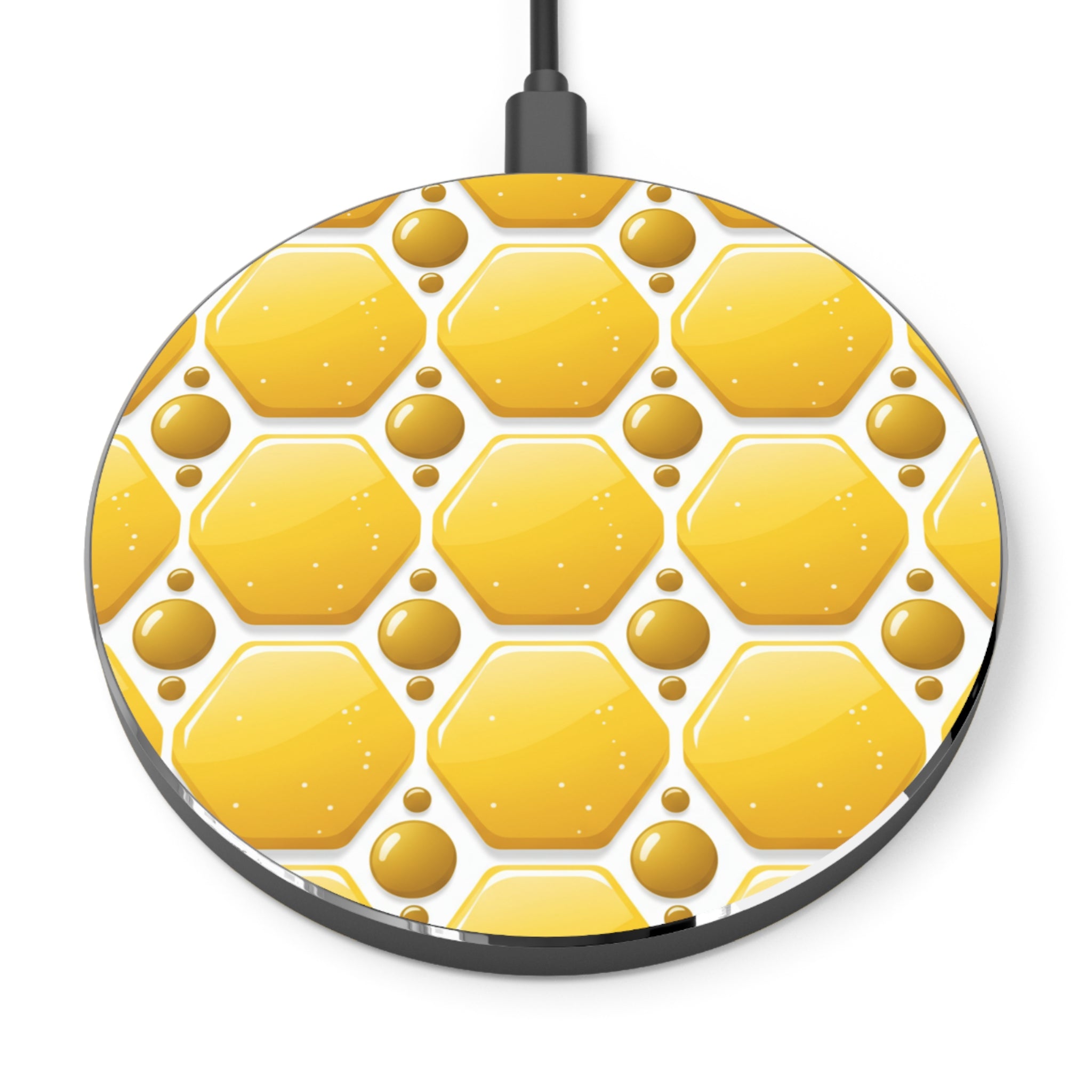 Honeycomb Pattern Wireless Charger – Yellow Bee-Inspired Fast Charging Pad