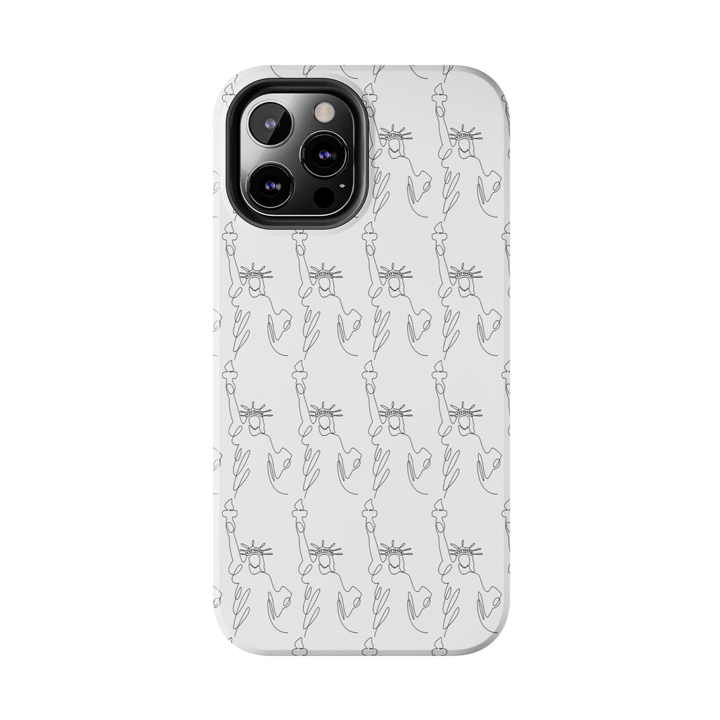 Statue of Liberty Sketch Tough Phone Case — Minimal Patriotic iPhone Cover