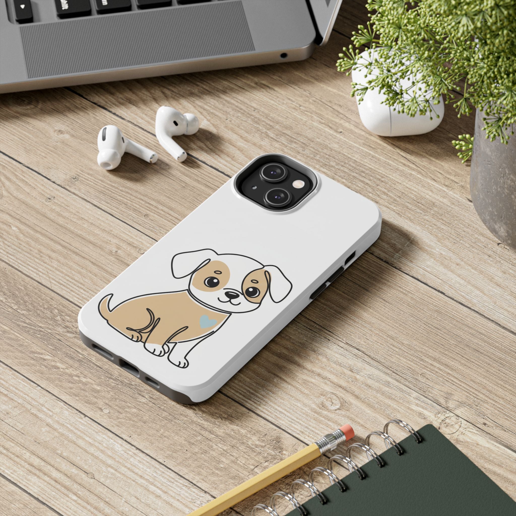 Cute Puppy Tough Phone Case – Cartoon Dog Protective Phone Cover