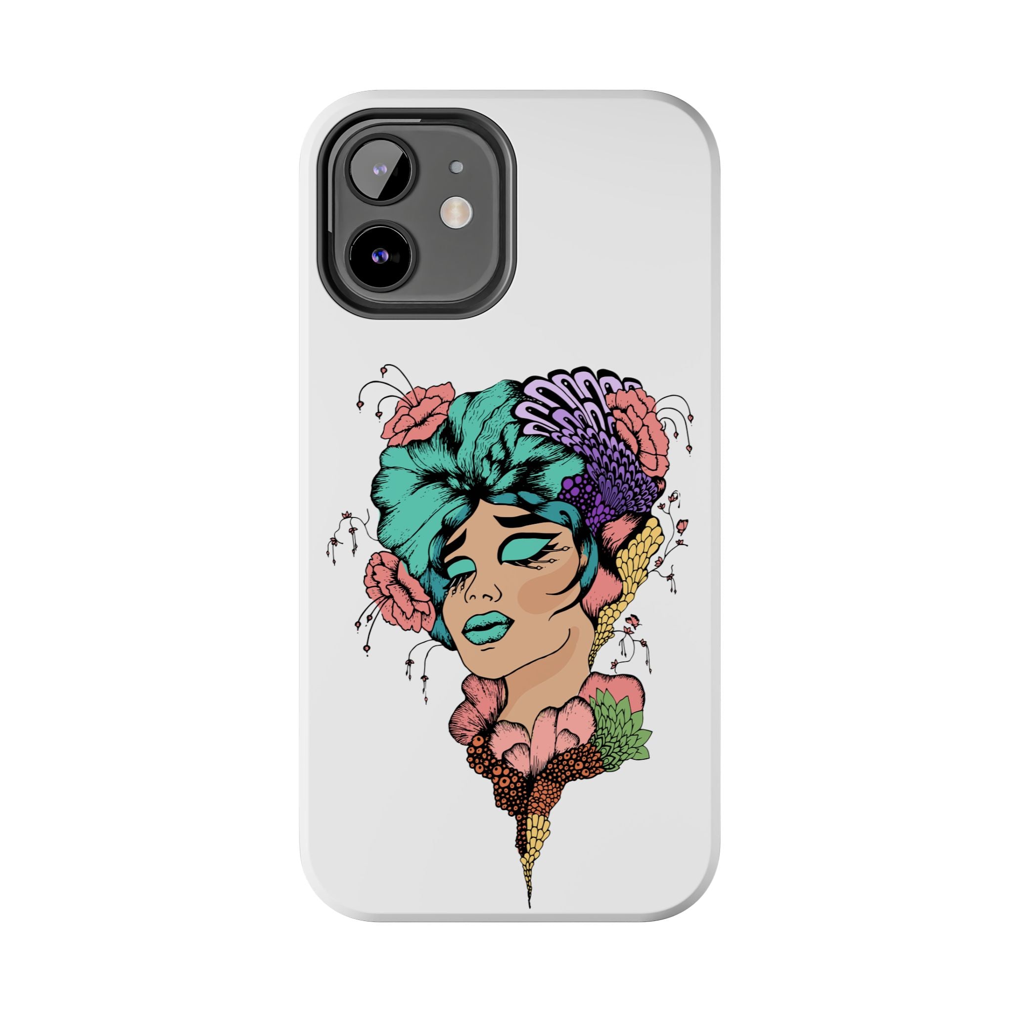 Tough Phone Case — Floral Pop Art Portrait Protective Cover