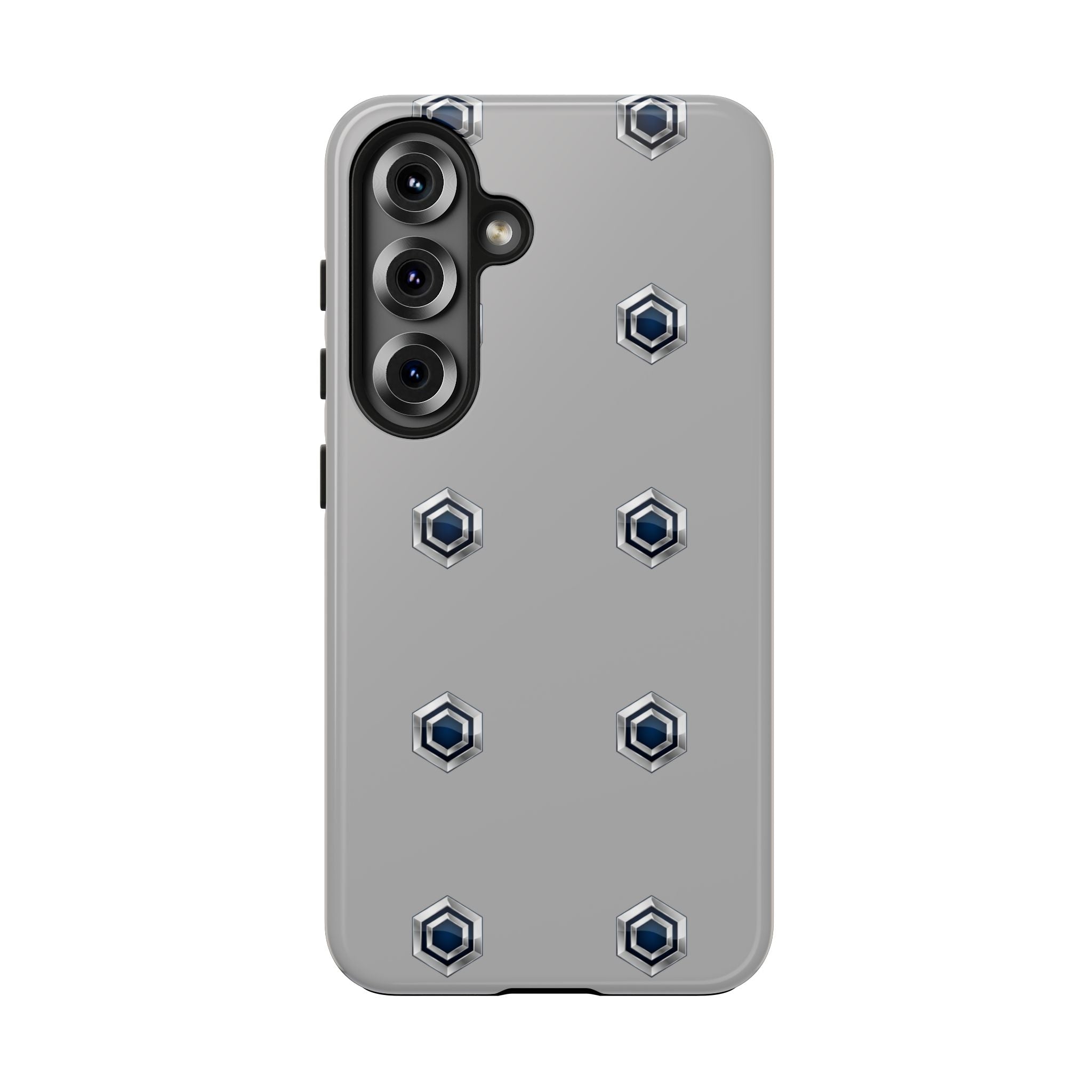 Tough Phone Case — Minimal Hex Rivet Armor (Gray)