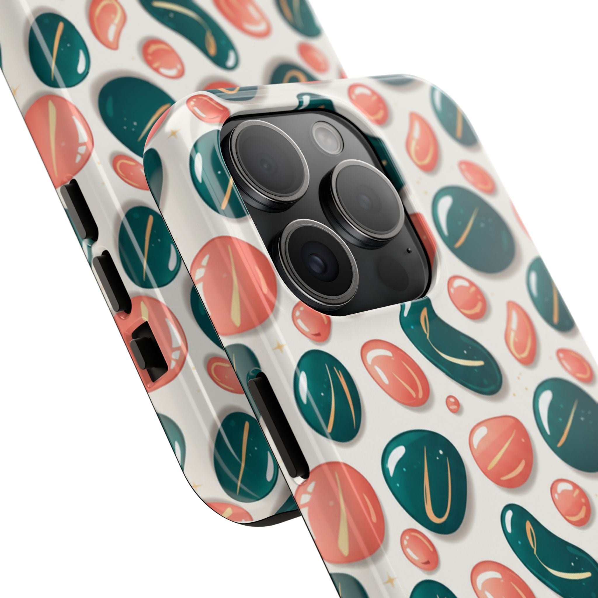 Abstract Pebble Pattern Tough Phone Case — Coral & Teal Protective Cover