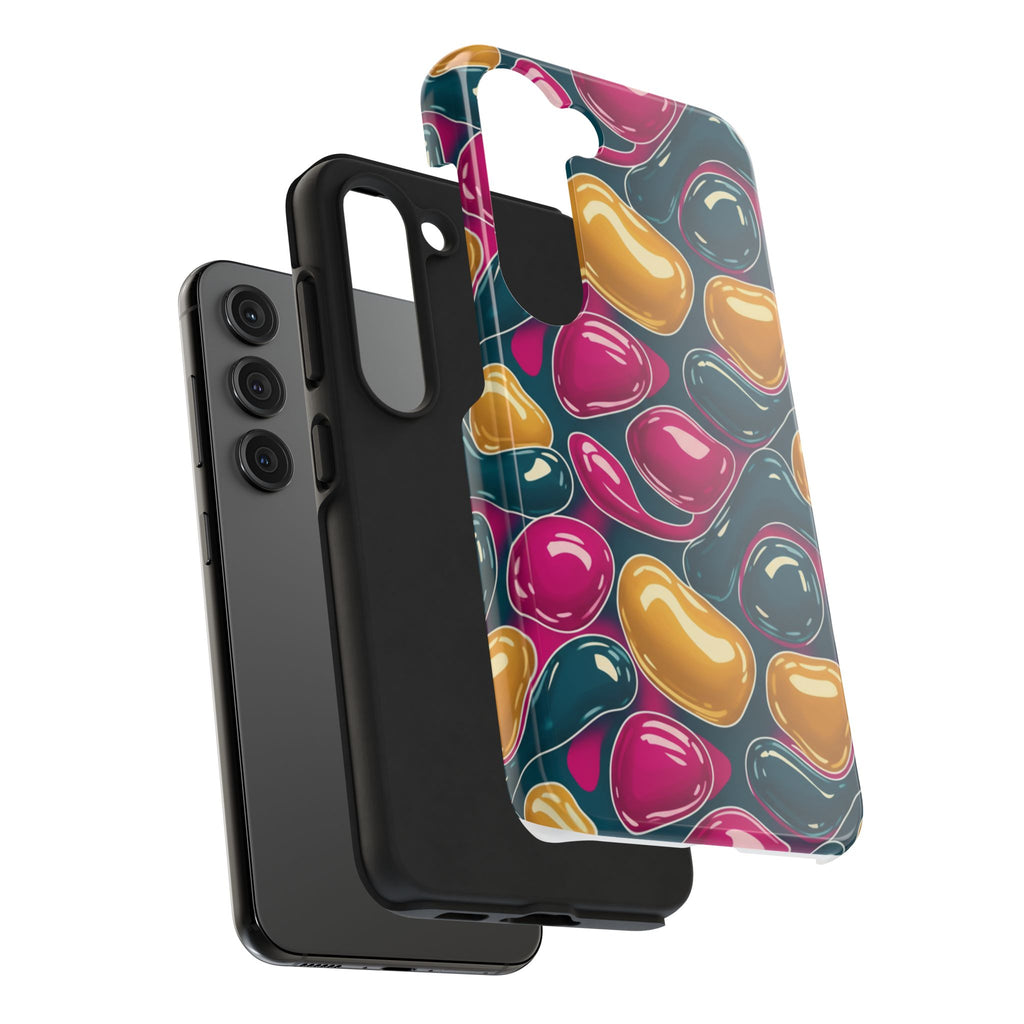Abstract Colorful Blob Phone Case — Bold Teal, Magenta & Gold Protective Cover
