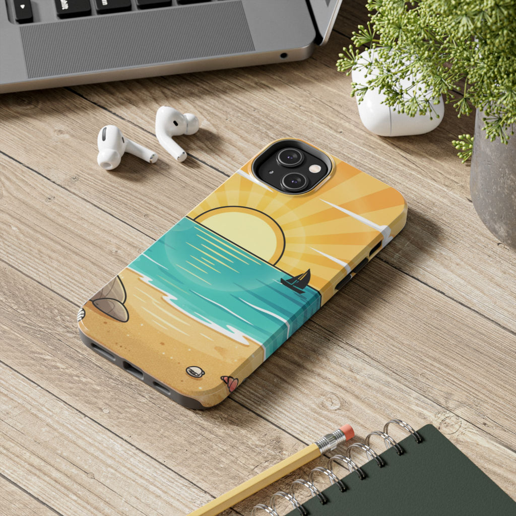 Tough Phone Case — Sunset Beach Sailboat Design
