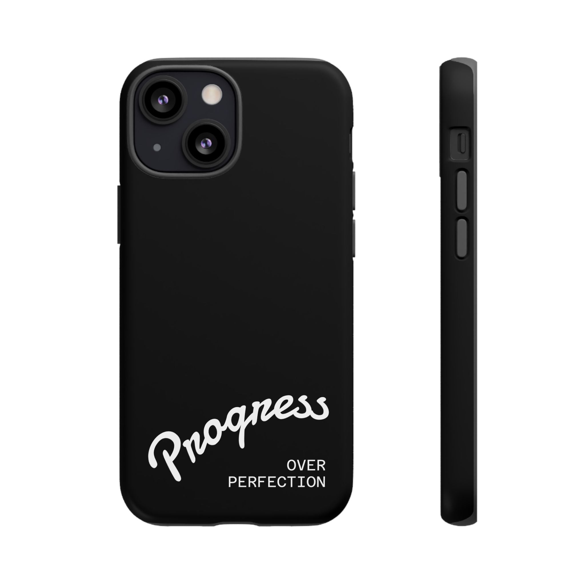 Phone Case - "Progress Over Perfection" Glossy Black Protective Cover