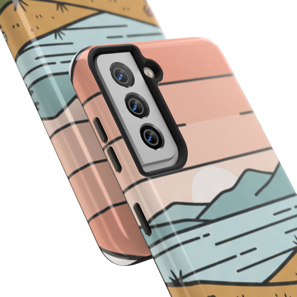 Scenic Path Tough Phone Case — Pastel Lake & Mountain Protective Cover