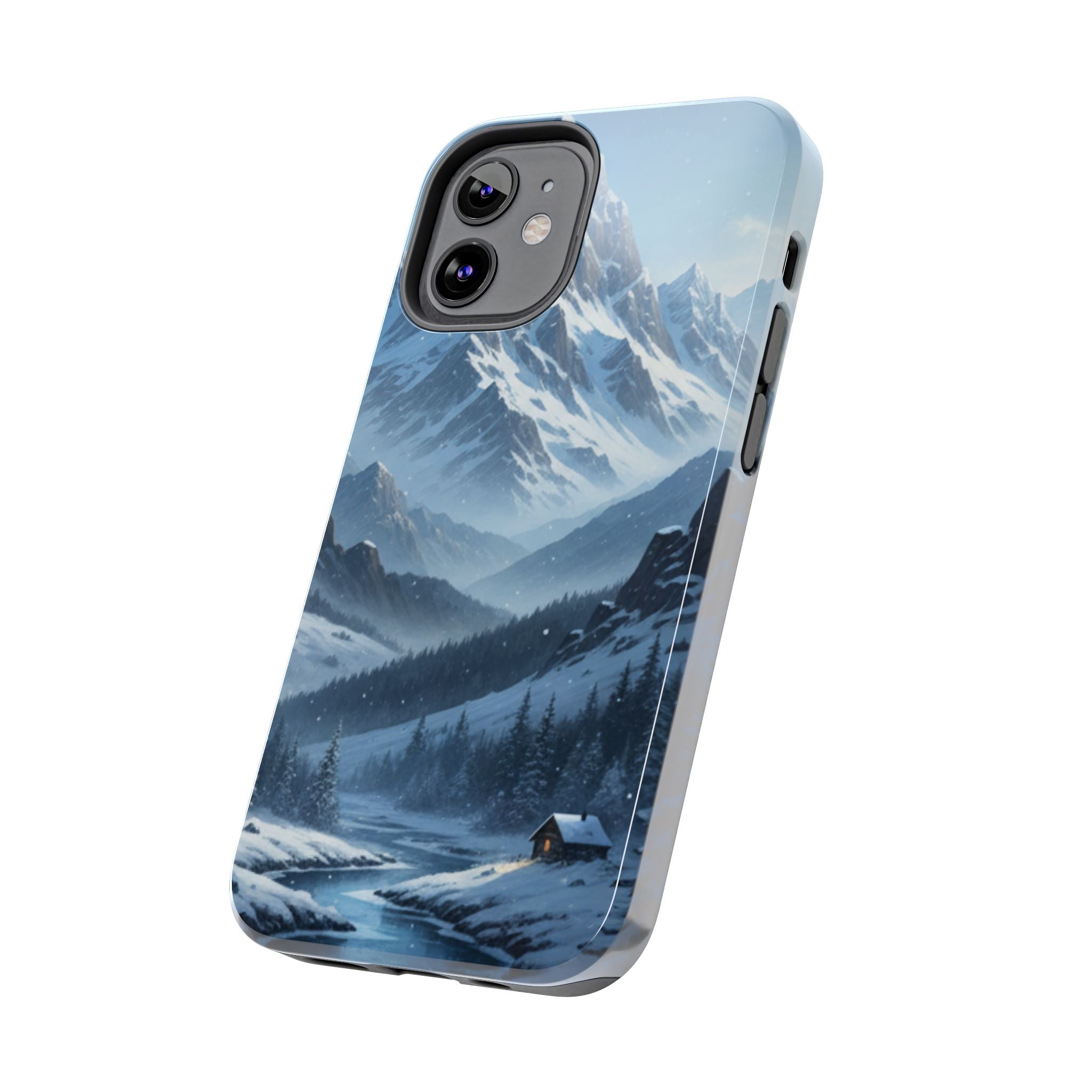 Tough Phone Case — Snowy Mountain Cabin Landscape Protective Phone Cover