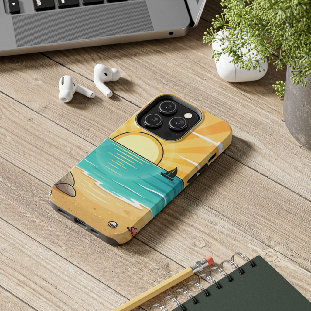 Tough Phone Case — Sunset Beach Sailboat Design