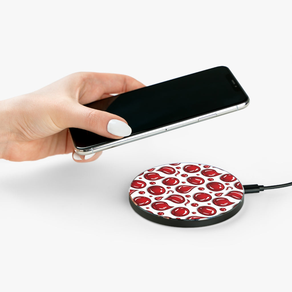 Wireless Charger — Red Droplets Pattern Qi Fast Charging Pad