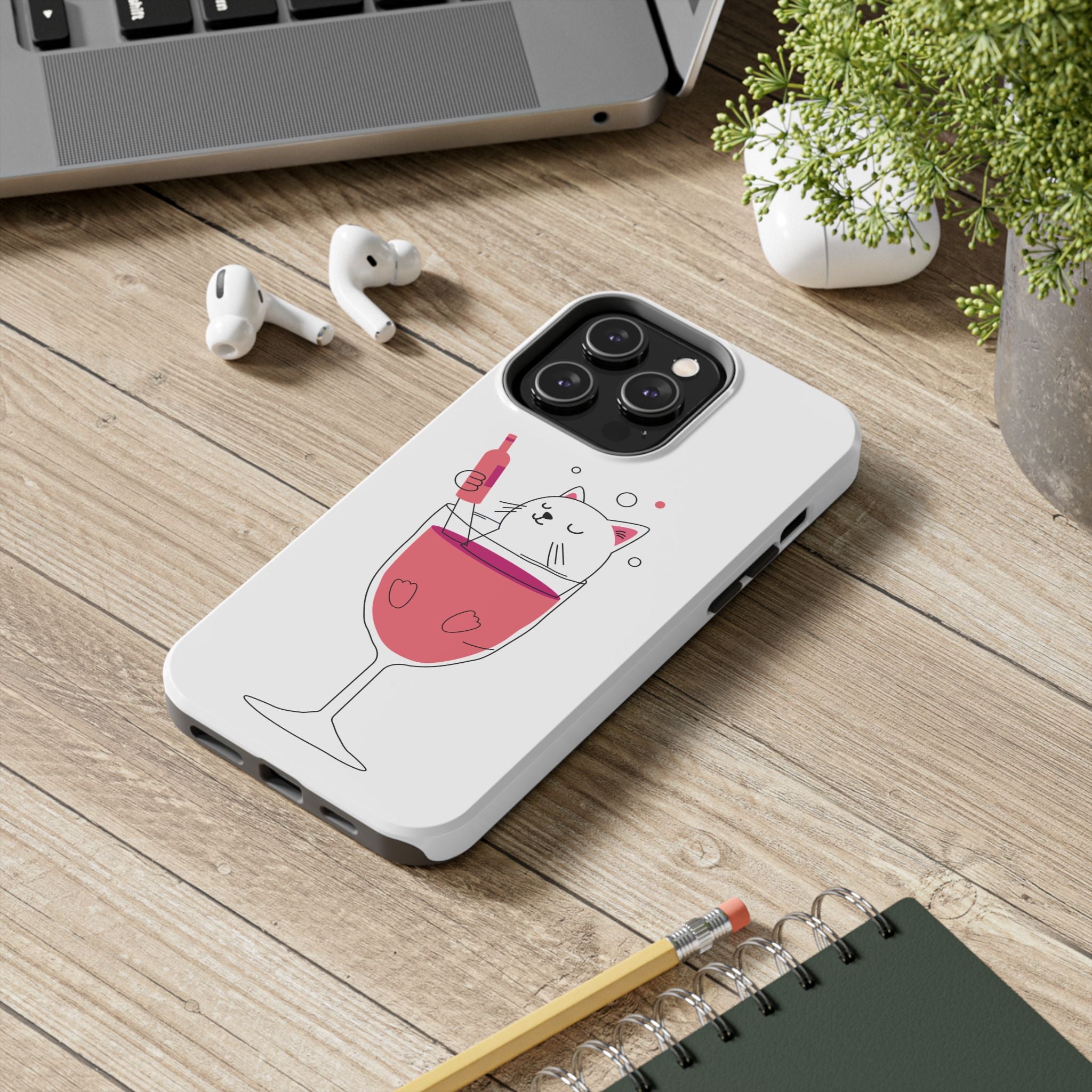 Cat Wine Phone Case — Cute Cat in Wine Glass Protective Case