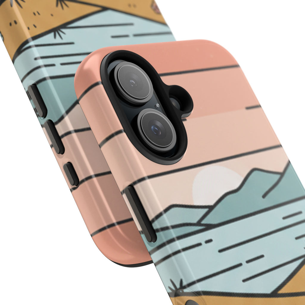 Scenic Path Tough Phone Case — Pastel Lake & Mountain Protective Cover