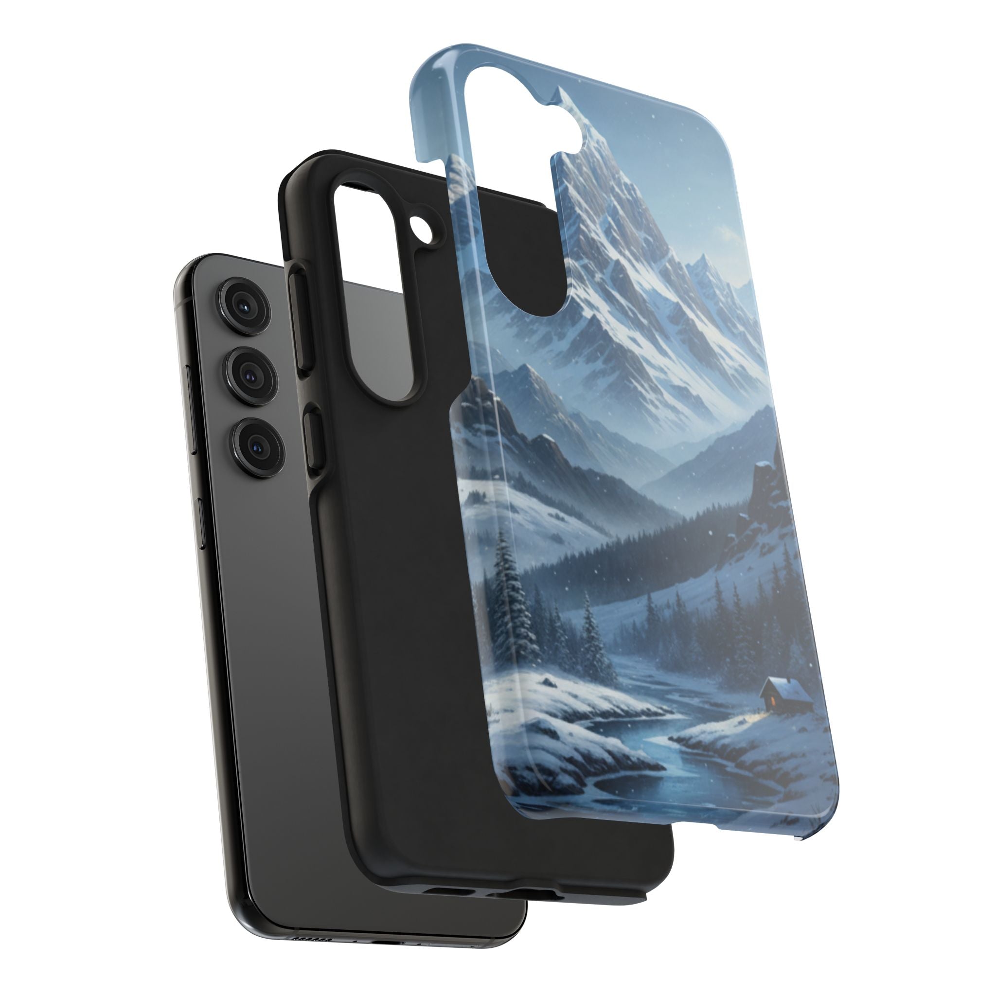 Tough Phone Case — Snowy Mountain Cabin Landscape Protective Phone Cover