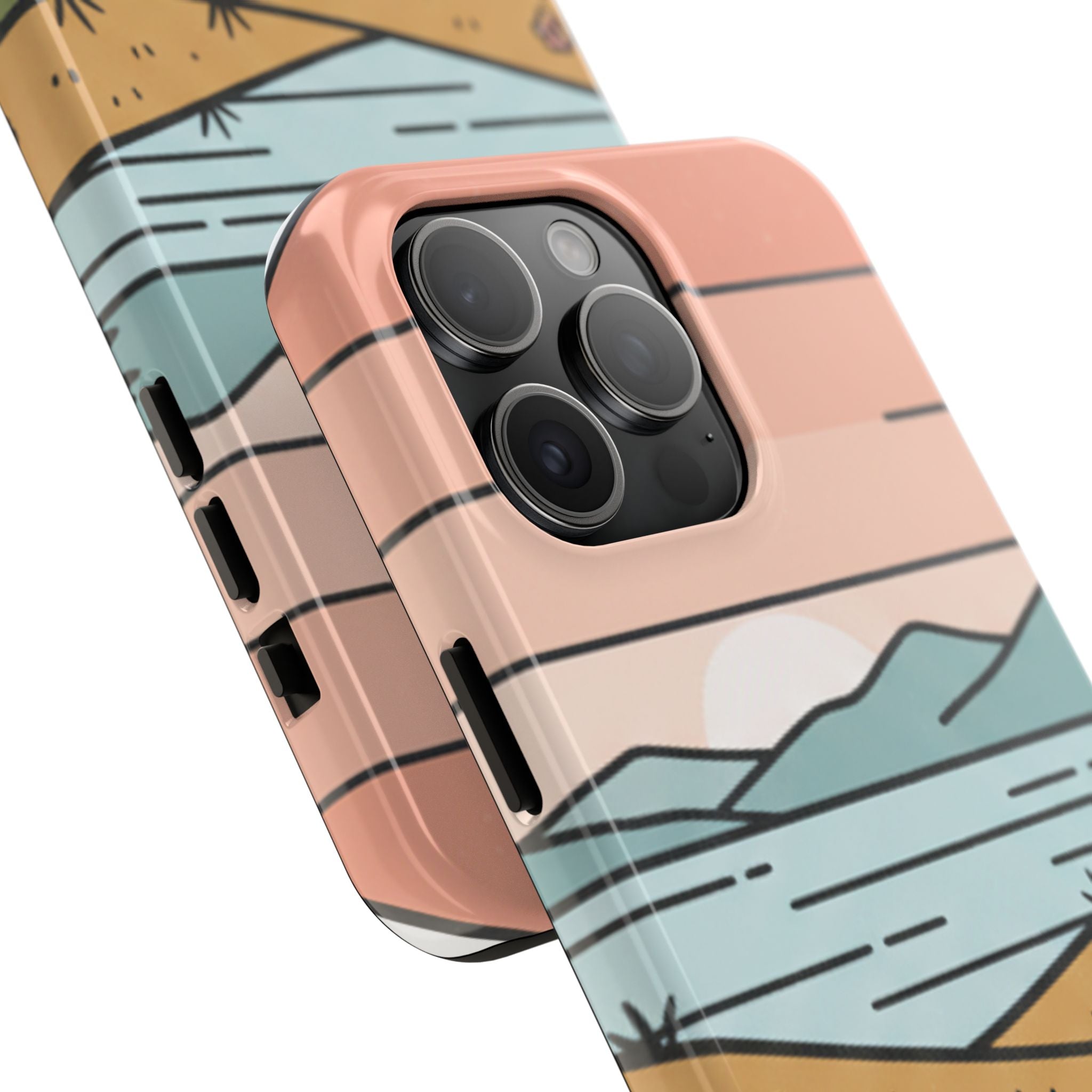 Scenic Path Tough Phone Case — Pastel Lake & Mountain Protective Cover