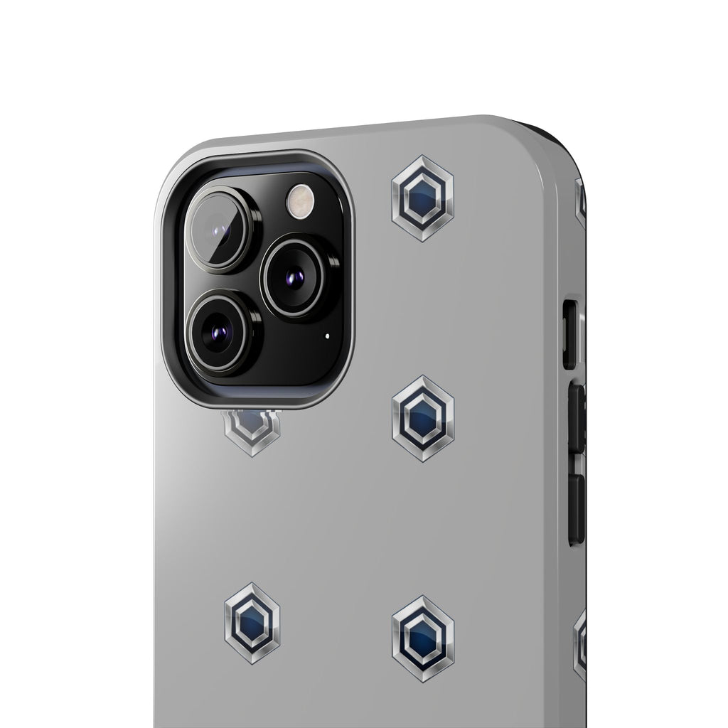 Tough Phone Case — Minimal Hex Rivet Armor (Gray)