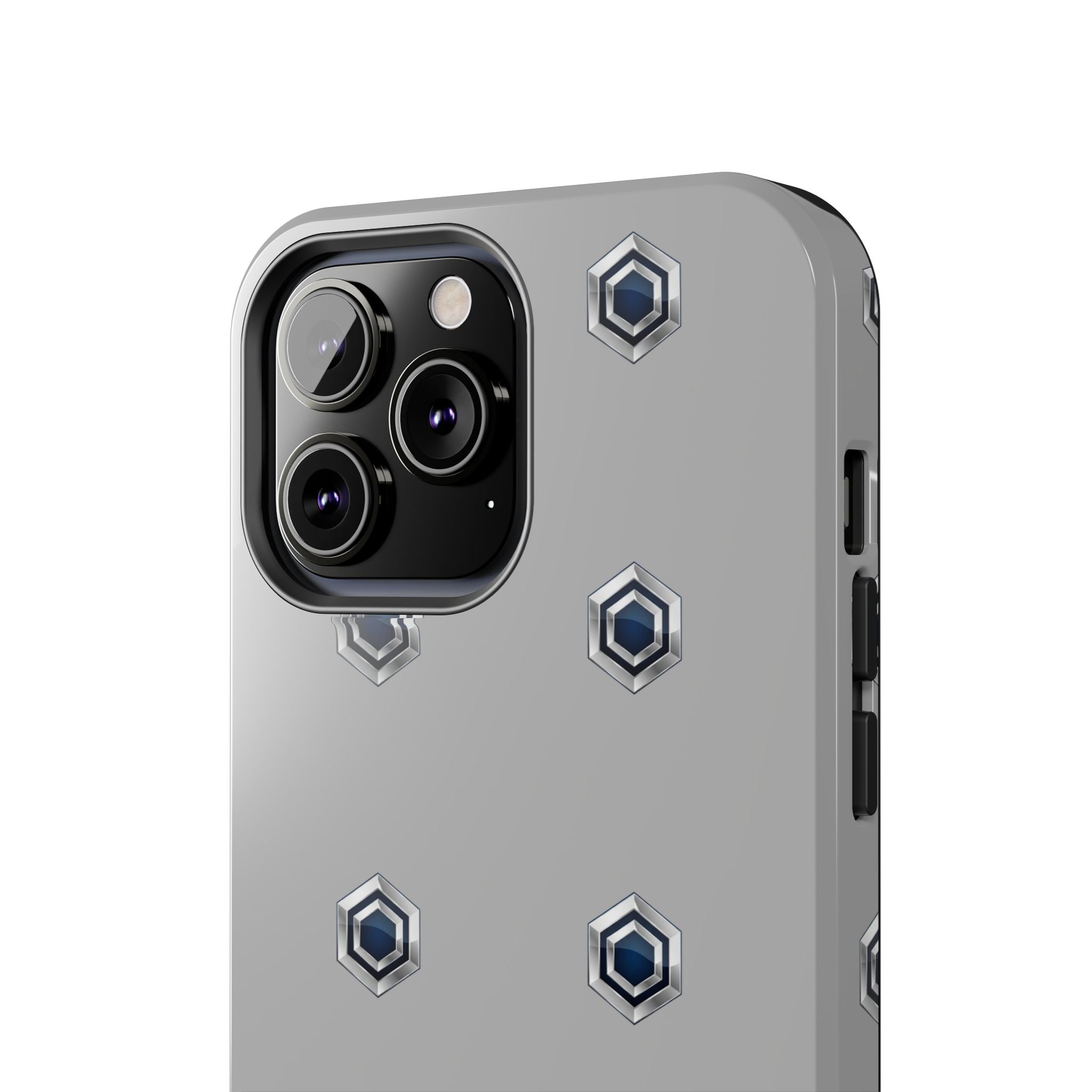 Tough Phone Case — Minimal Hex Rivet Armor (Gray)