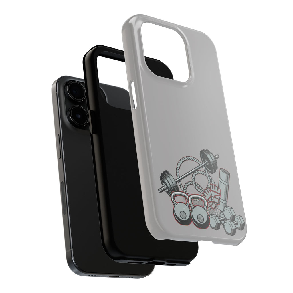 Fitness Gear Tough Phone Case — Dumbbells, Kettlebells & Jump Rope Design