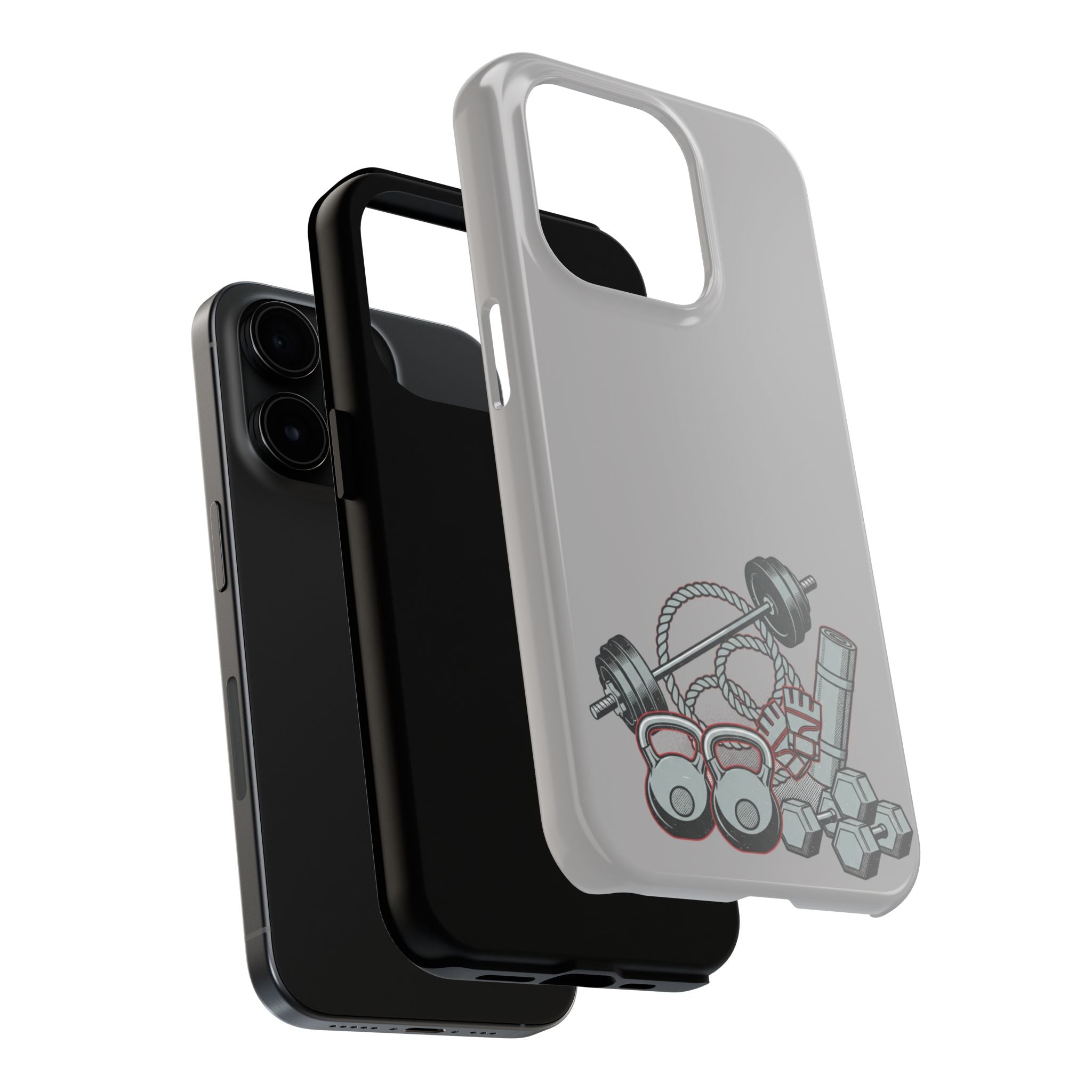 Fitness Gear Tough Phone Case — Dumbbells, Kettlebells & Jump Rope Design