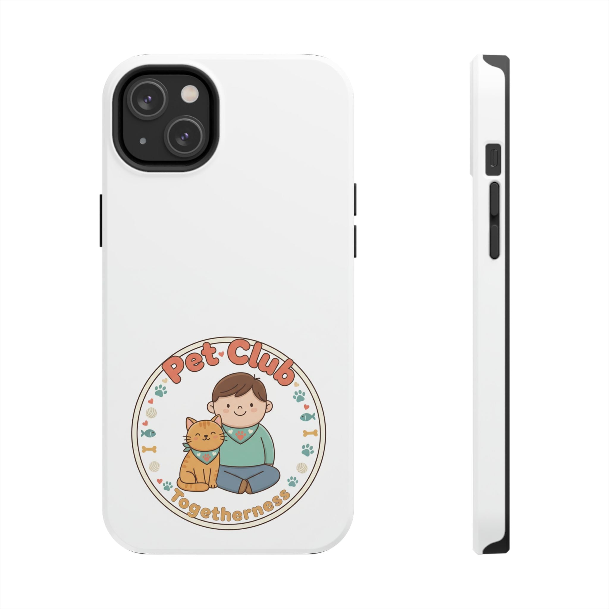 Pet Club Tough Phone Case — Cute Boy & Cat Illustration, "Togetherness" Design