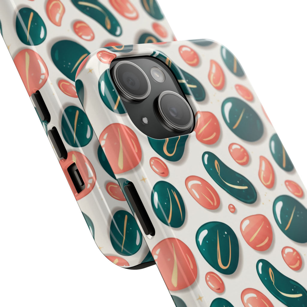 Abstract Pebble Pattern Tough Phone Case — Coral & Teal Protective Cover