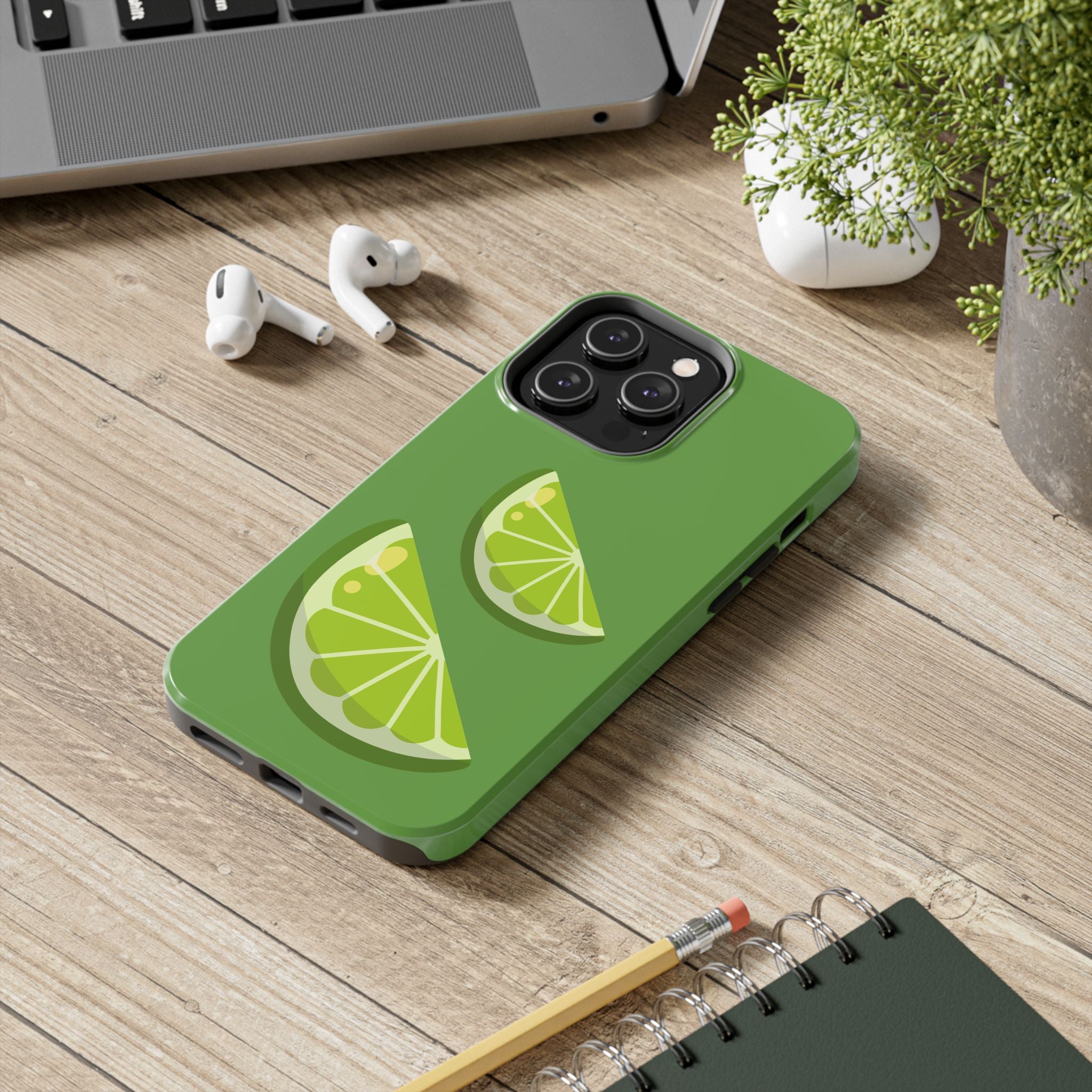 Lime Slice Tough Phone Case — Bright Green Citrus Protective Cover