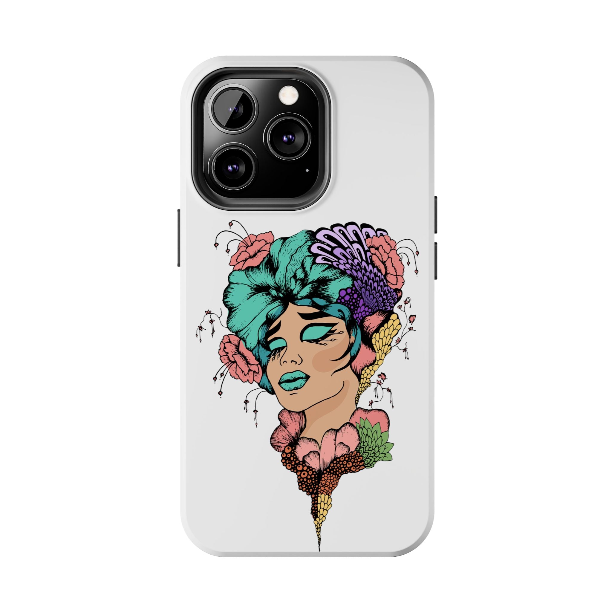 Tough Phone Case — Floral Pop Art Portrait Protective Cover