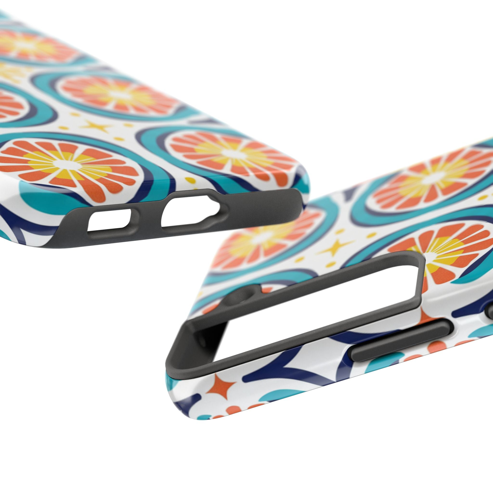 Citrus Tile Tough Phone Case — Colorful Retro Orange Slice Pattern